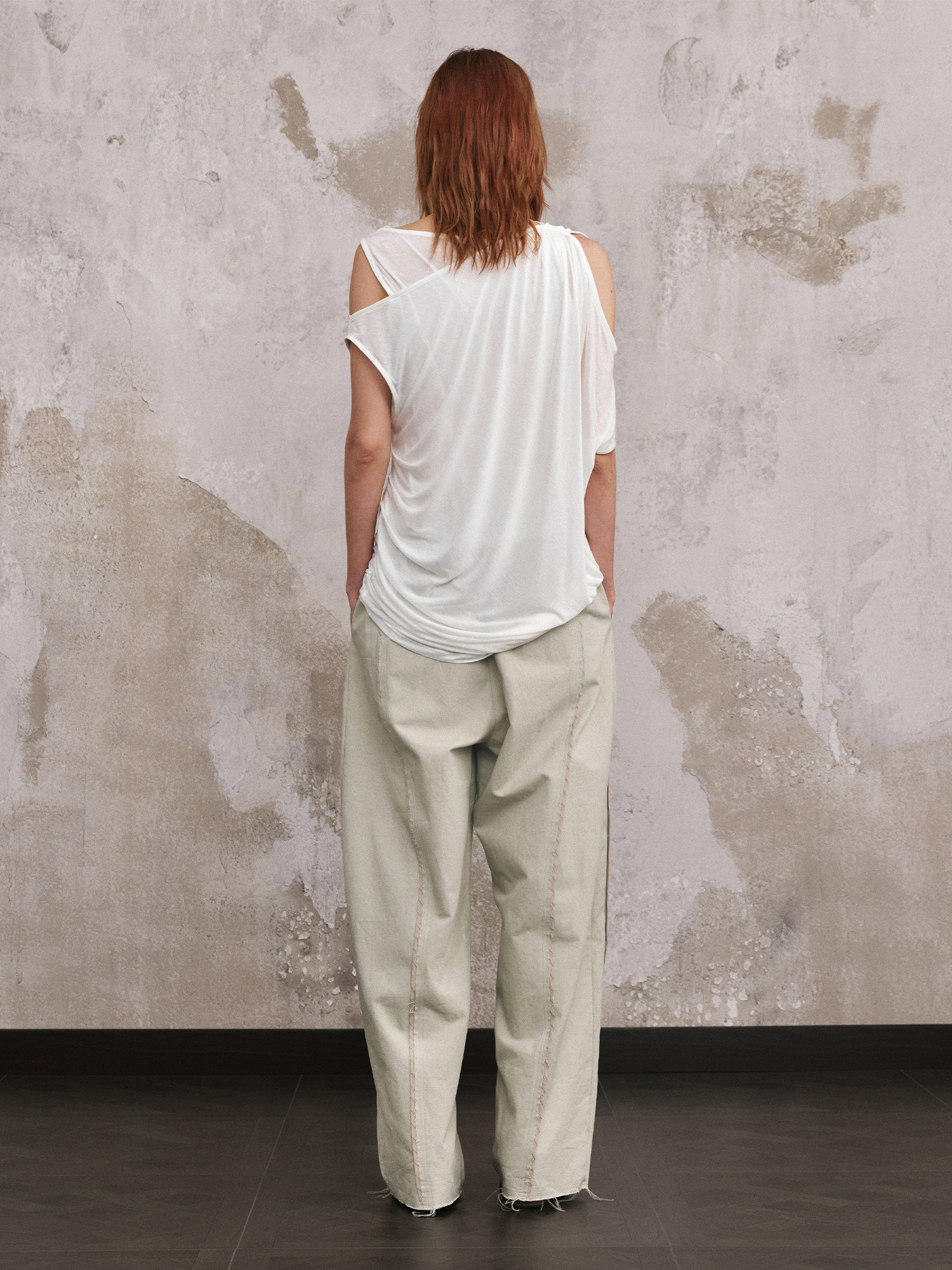 ILNya Nieternite Nifutur Linen-Blend Raw Edge Curved Pants
