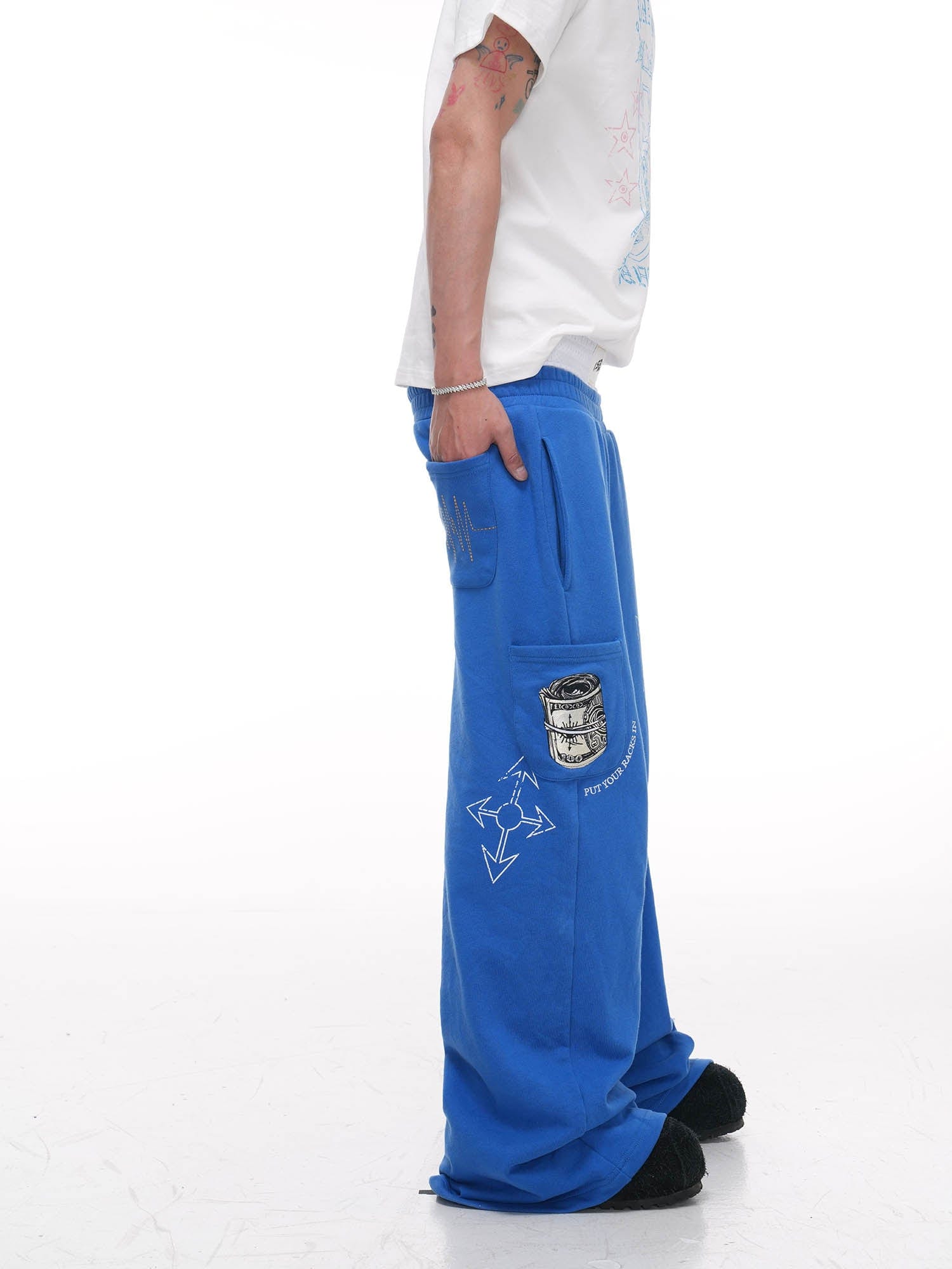 PHANTOMHUNTER Double-Waist Graphics Embroidered Baggy Sweatpants
