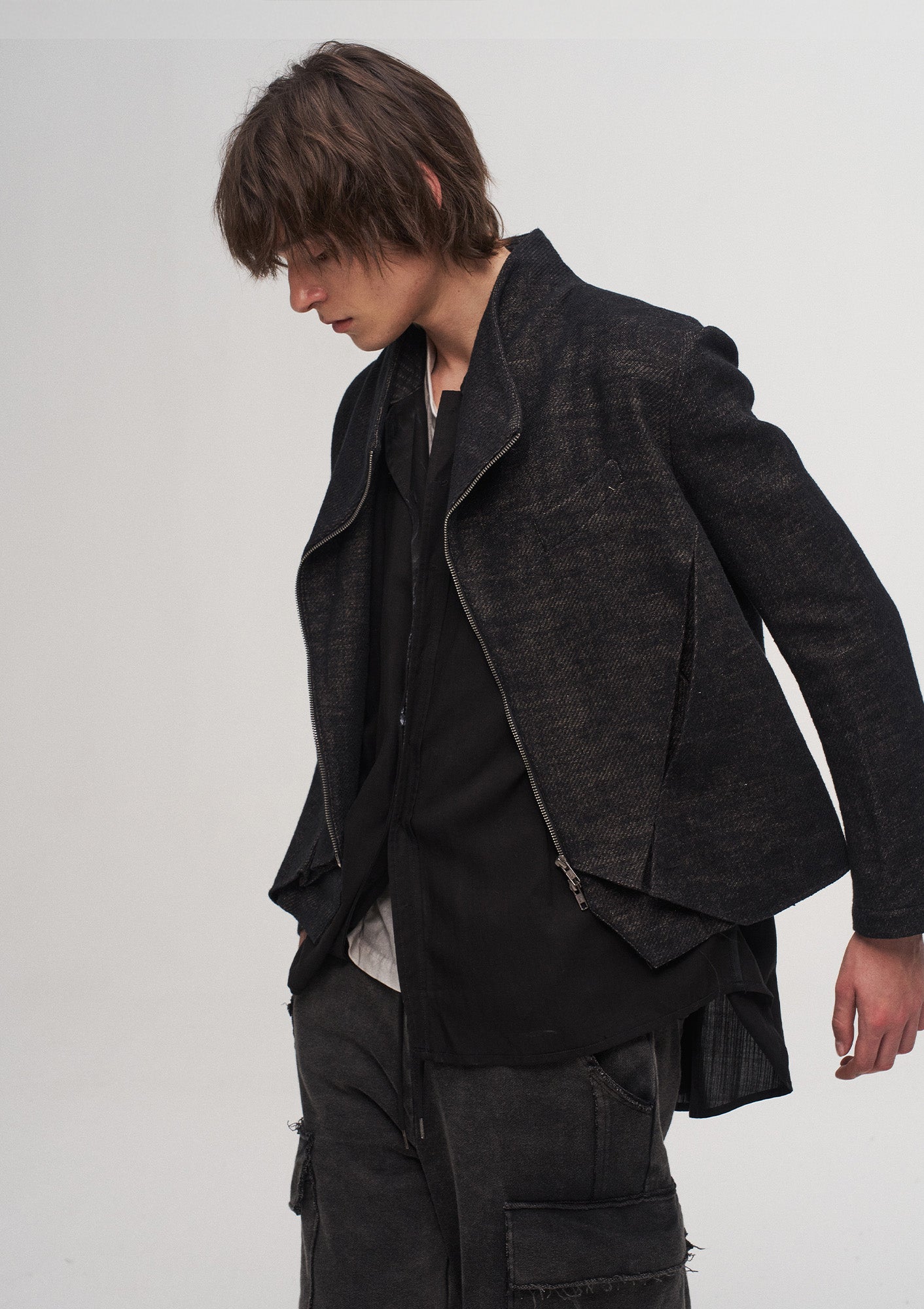 ILNya Nieternite Nifutur Double-Layer Weave Linen Jacket Black, premium urban and streetwear designers apparel on PROJECTISR.com, ILNya Nieternite Nifutur