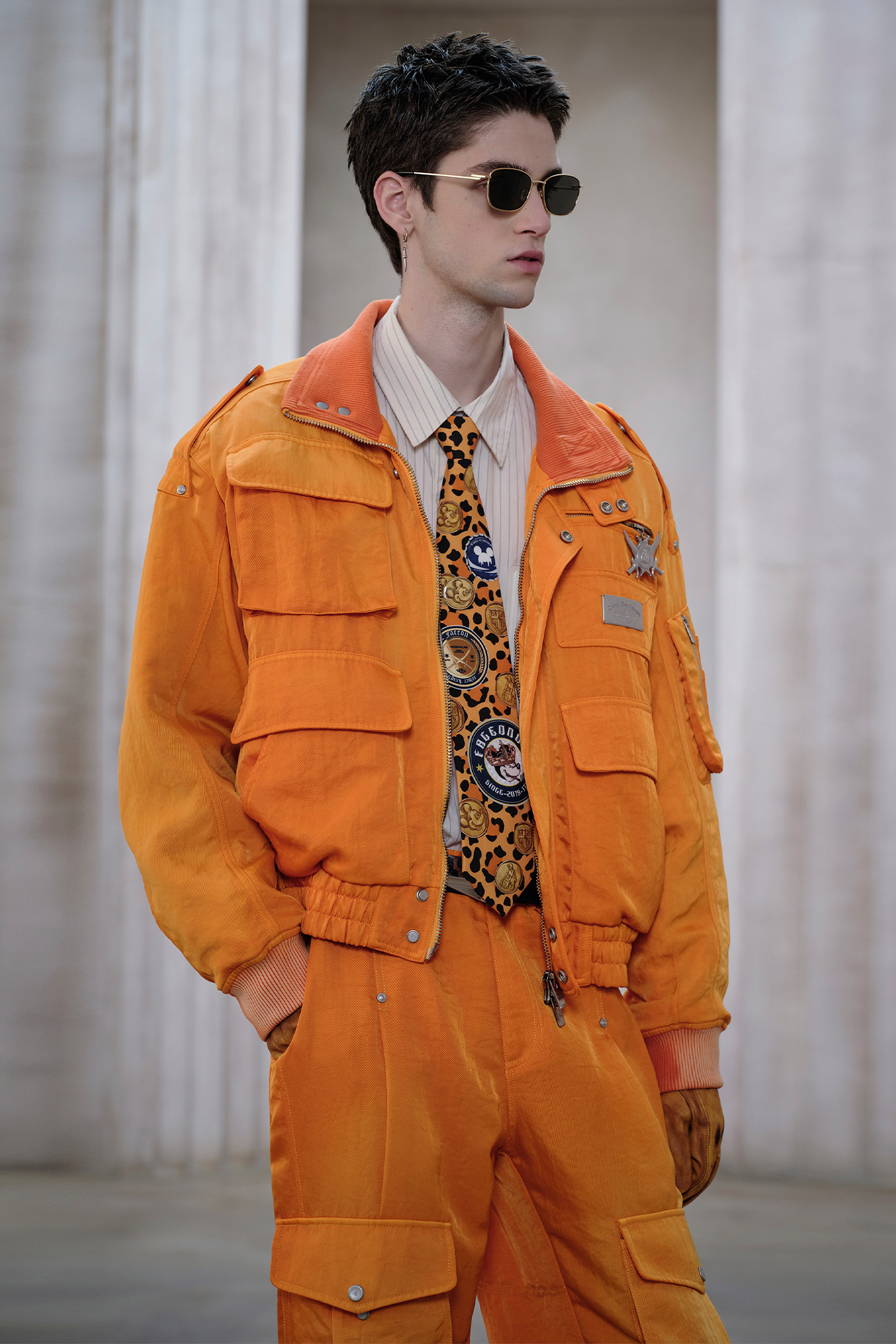 FACEONLAB Washed Multi-Pocket Utility Jacket