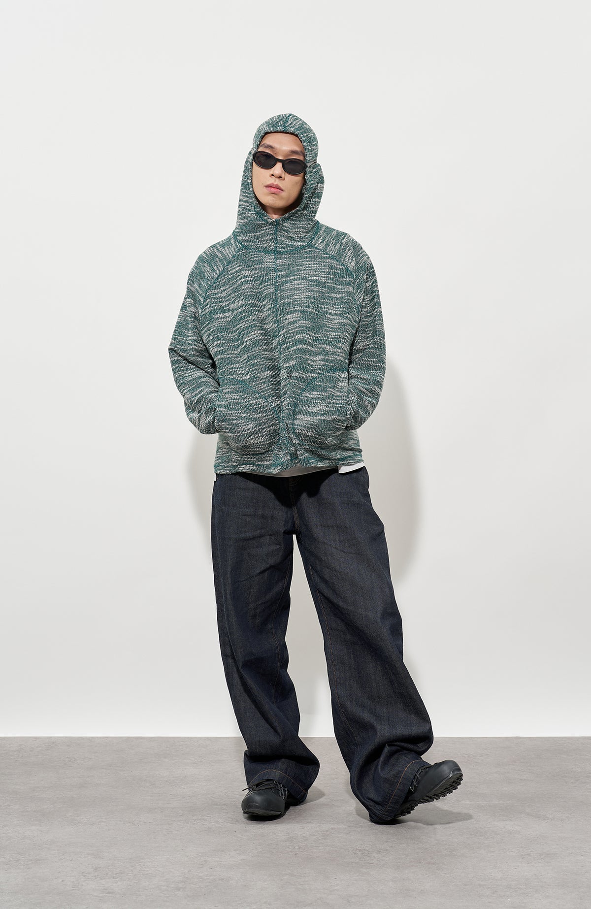 FMACM Plaid Spliced Raw-Hem Straight-Leg Jeans