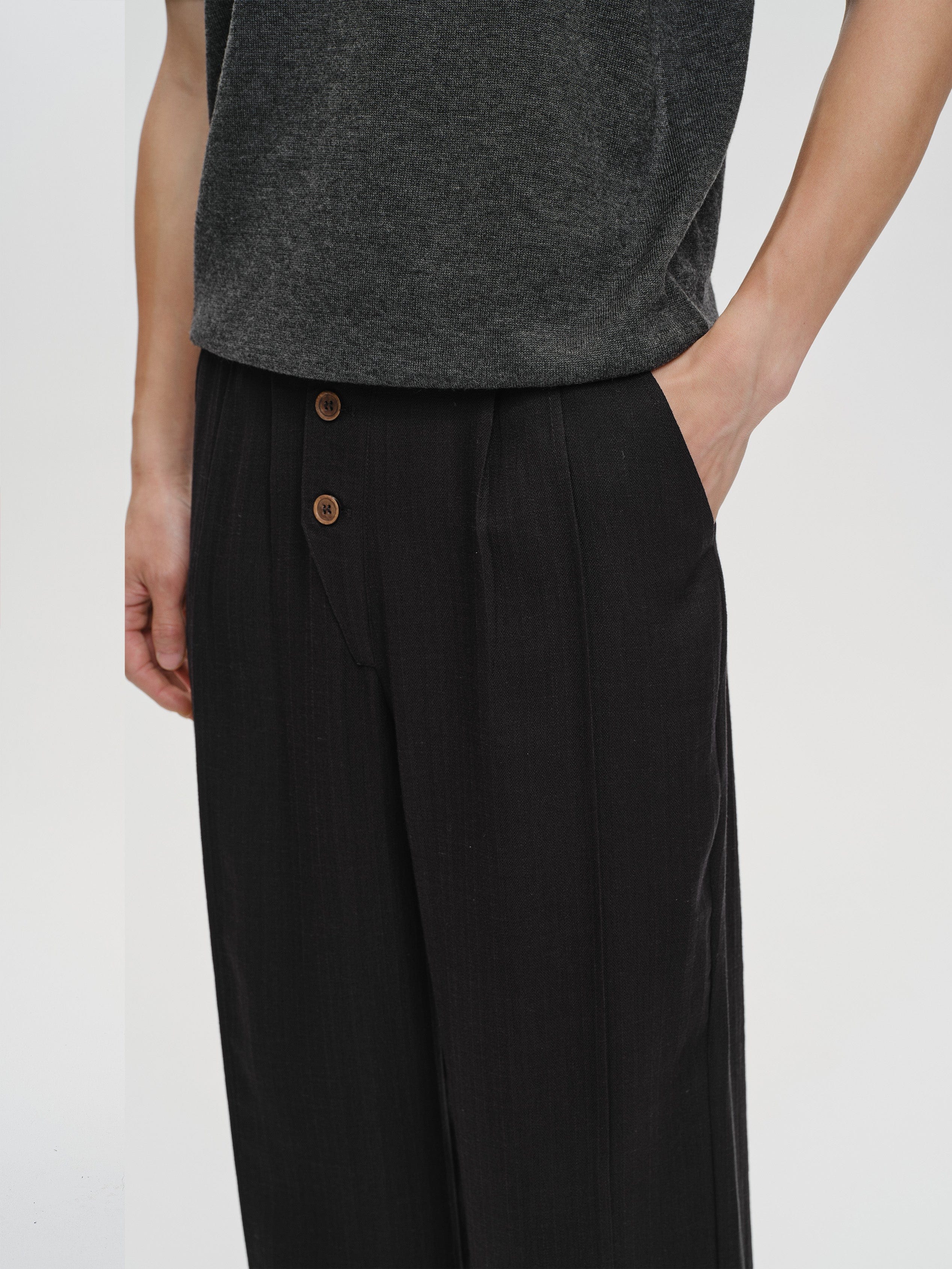 CATSSTAC Linen-Tencel Pleated Straight-Leg Trousers, premium urban and streetwear designers apparel on PROJECTISR.com, CATSSTAC