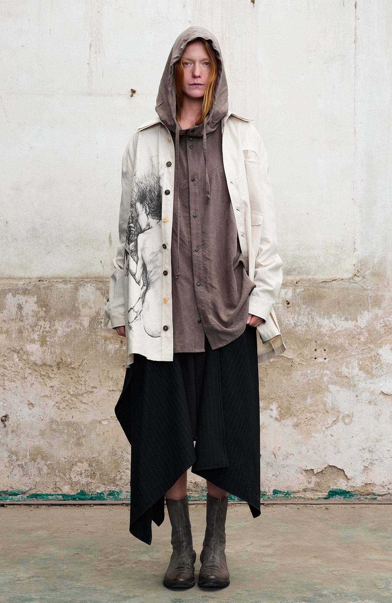 ILNya Nieternite Nifutur Draped Hooded Overshirt, premium urban and streetwear designers apparel on PROJECTISR.com, ILNya Nieternite Nifutur