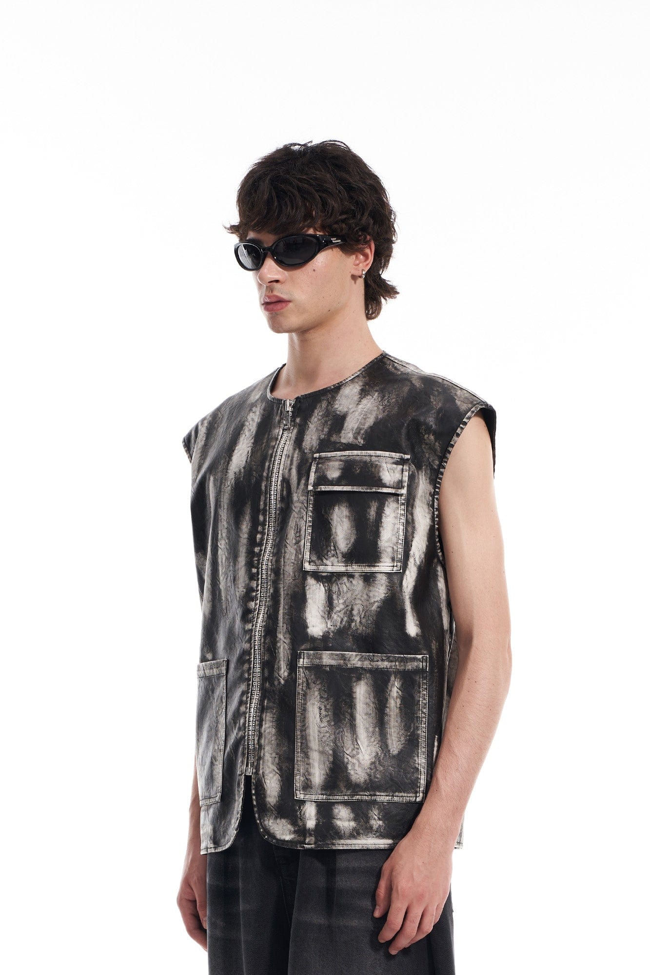 VANN VALRENCE Washed Grunge Paint Multi-Pocket Vest, premium urban and streetwear designers apparel on PROJECTISR.com, VANN VALRENCE