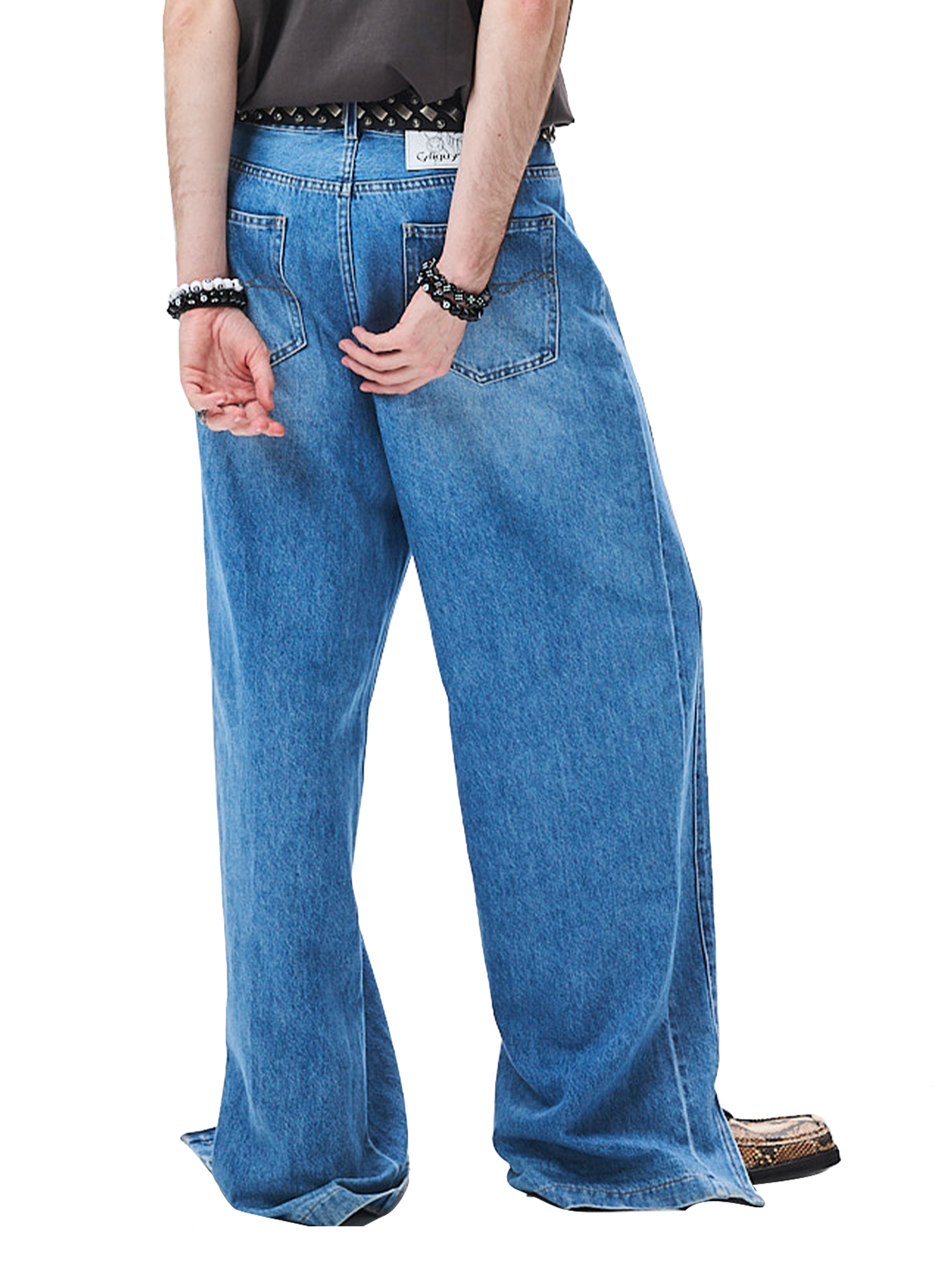 CYCYCY Deconstructed Double-Waist Washed Jeans