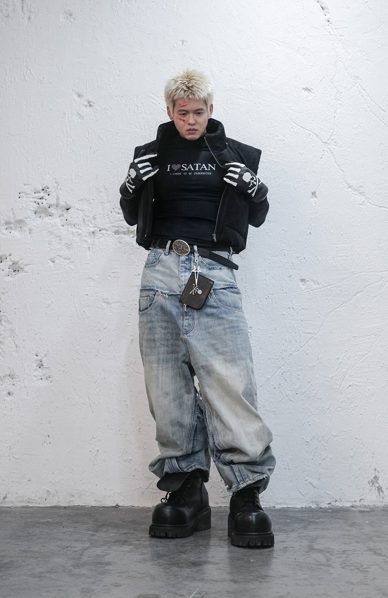 UNDERWATER Demon Horned Detachable Hood Down Vest