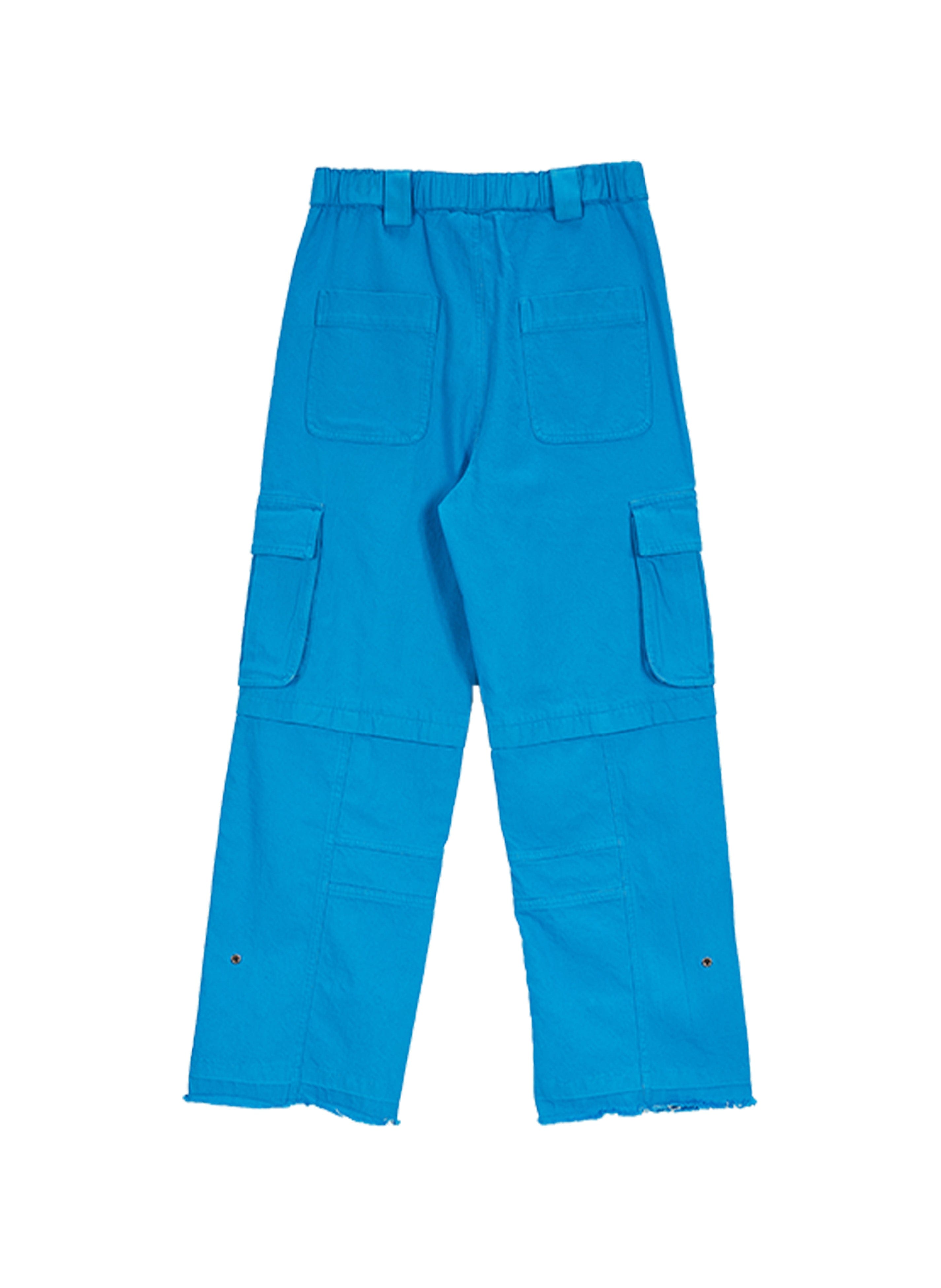 VANN VALRENCE Distressed Utility Frayed-Hem Denim Cargo Pants