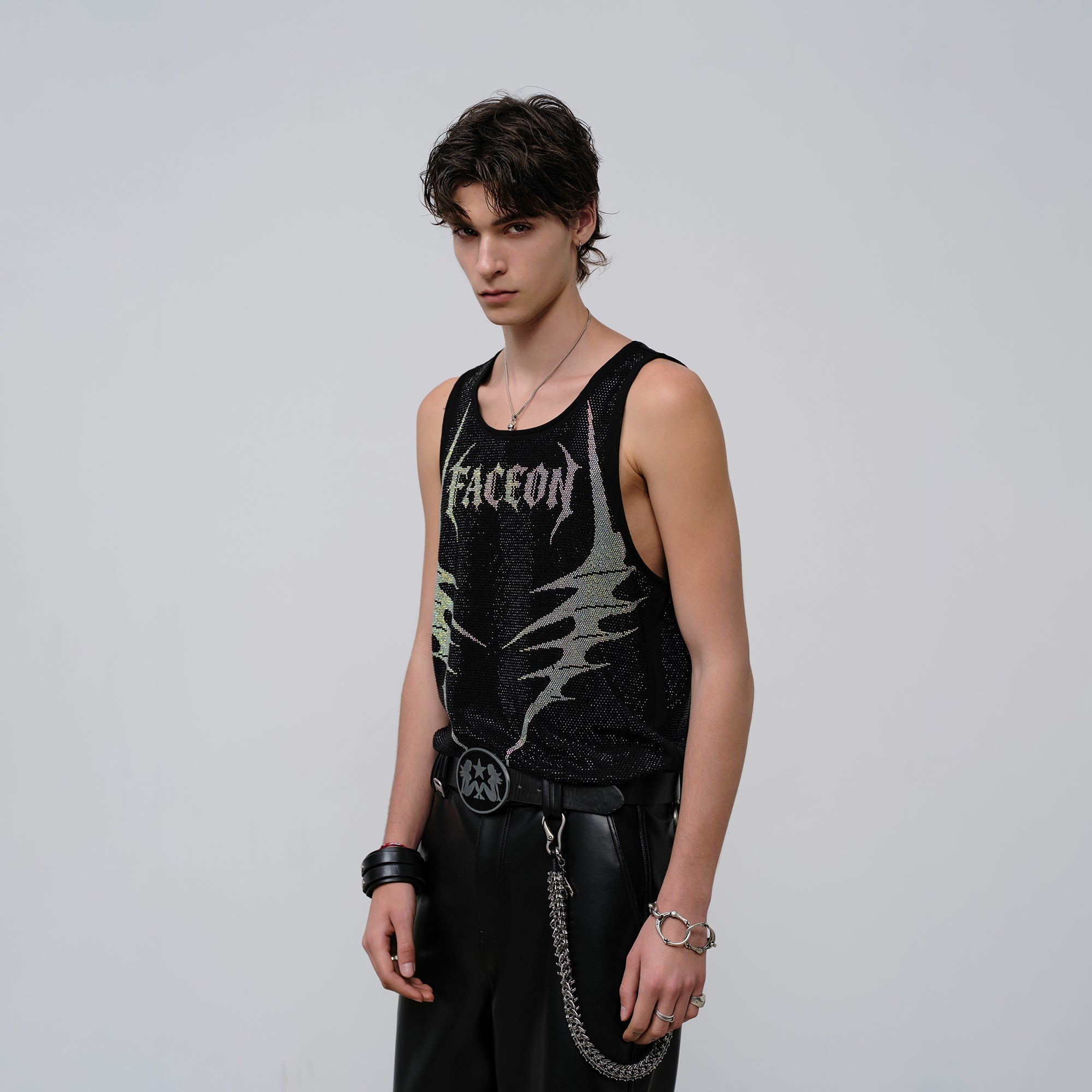 FACEONLAB Venom Diamond Punk Tank Black, premium urban and streetwear designers apparel on PROJECTISR.com, FACEONLAB
