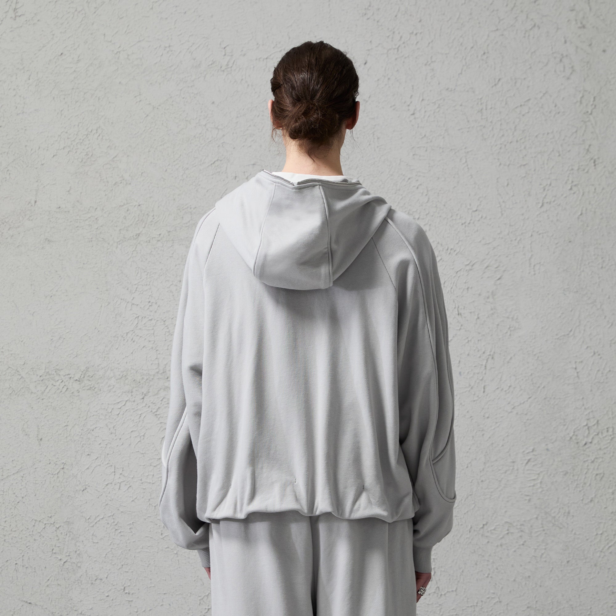 ORGANIC EMOTION Curved Panel Drawstring-Hem Zip-Up Hoodie, premium urban and streetwear designers apparel on PROJECTISR.com, ORGANIC EMOTION