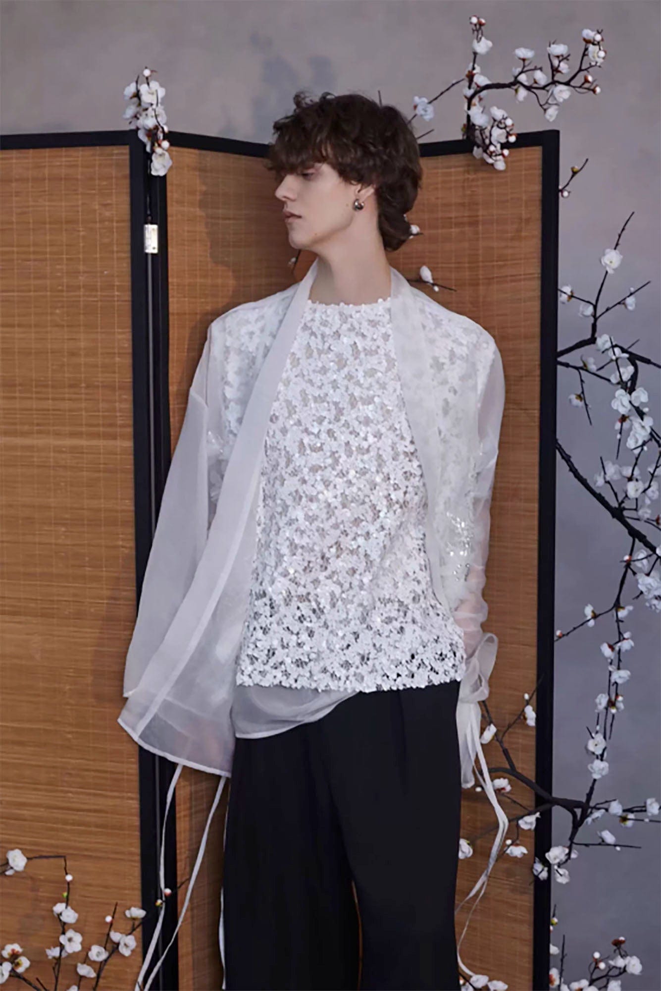 JIECHI Feathered Sequin Sheer Kimono Jacket, premium urban and streetwear designers apparel on PROJECTISR.com, JIECHI
