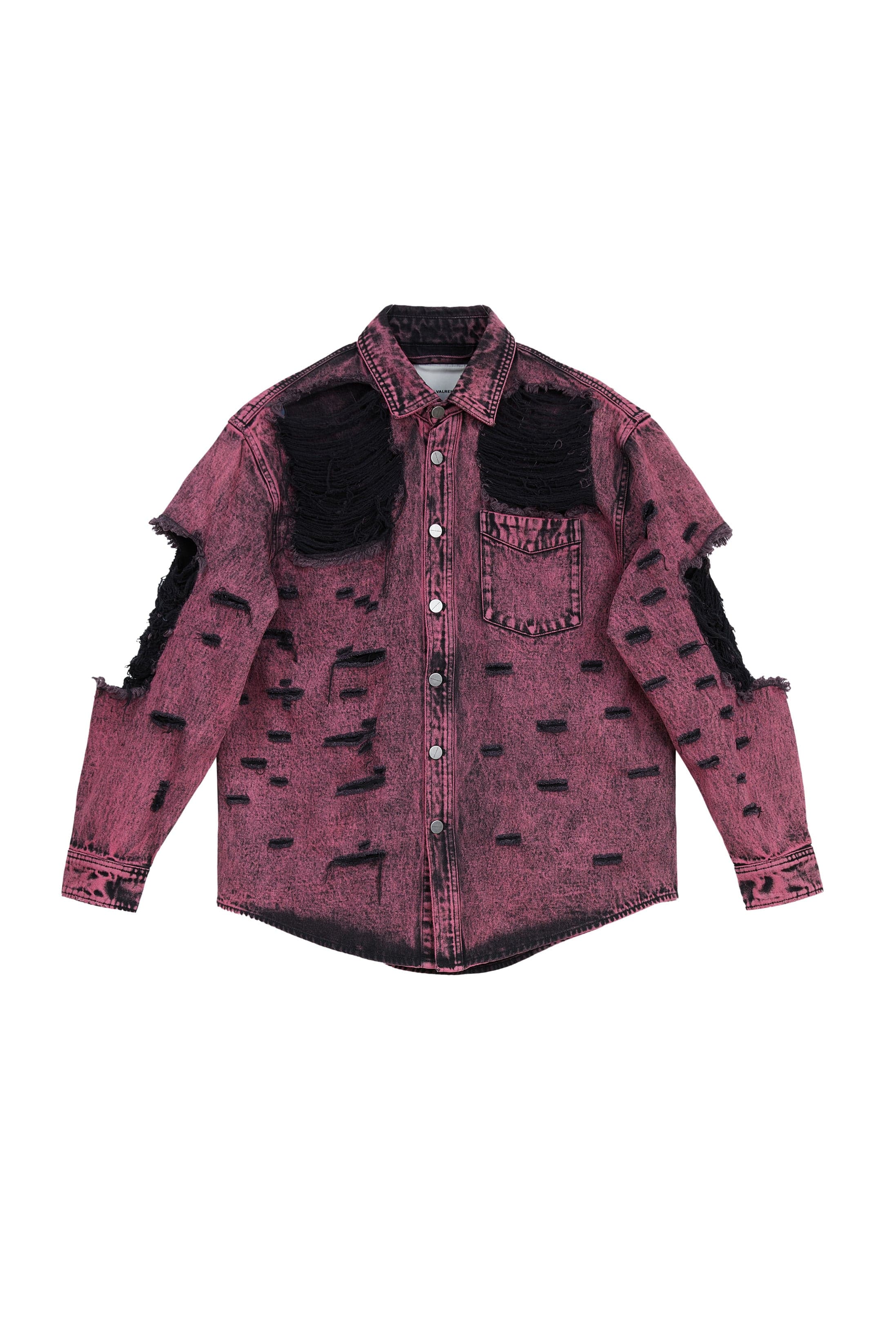VANN VALRENCE Distressed Frayed Denim Shirt Jacket, premium urban and streetwear designers apparel on PROJECTISR.com, VANN VALRENCE
