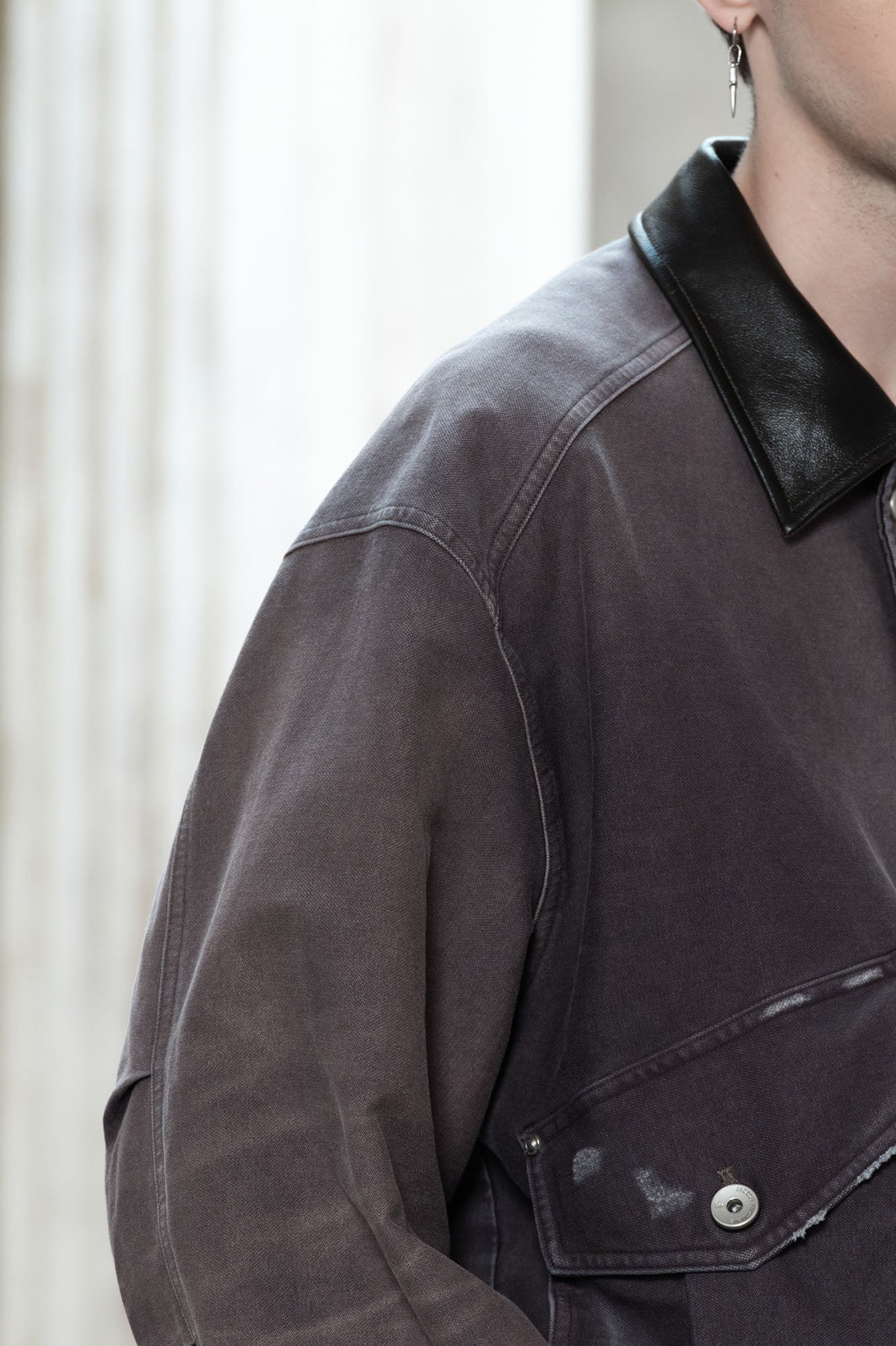 FACEONLAB Washed Gradient Utility Jacket Gray, premium urban and streetwear designers apparel on PROJECTISR.com, FACEONLAB