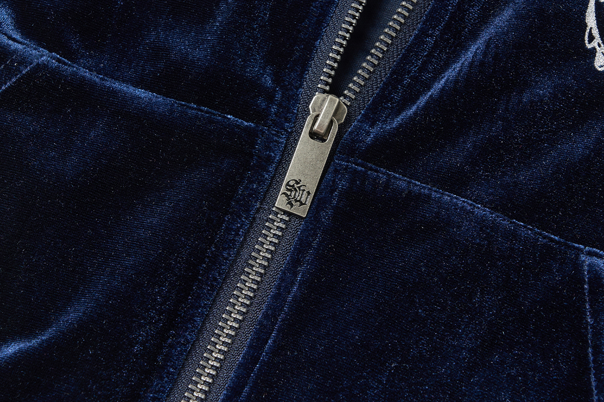 SAXGENWON Velvet Metallic Silver Graphic Hoodie Set
