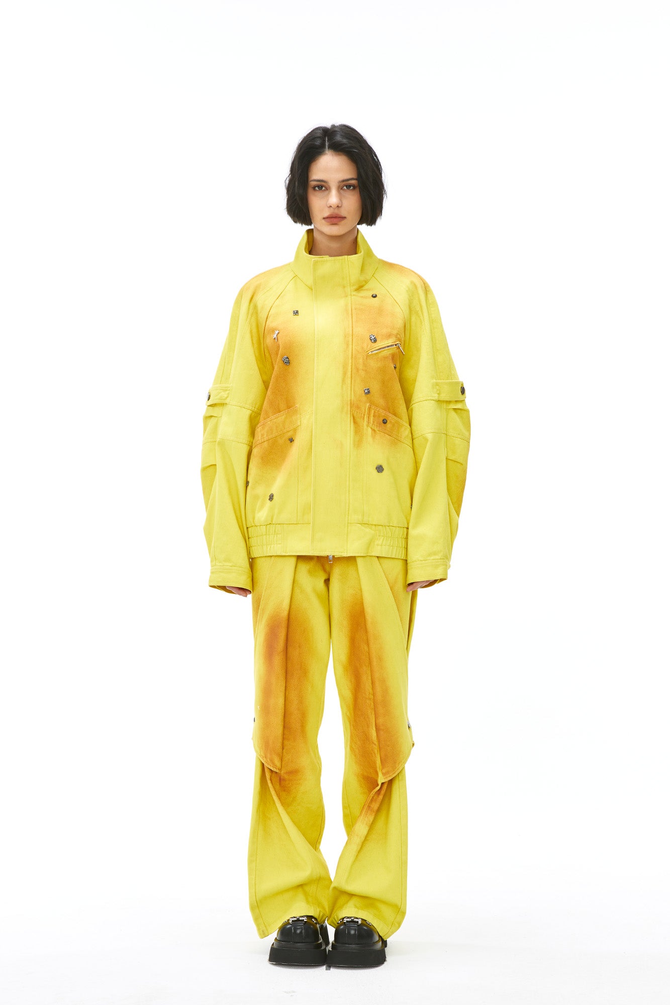 VANN VALRENCE Studded Gradient Stand Collar Oversized Jacket, premium urban and streetwear designers apparel on PROJECTISR.com, VANN VALRENCE
