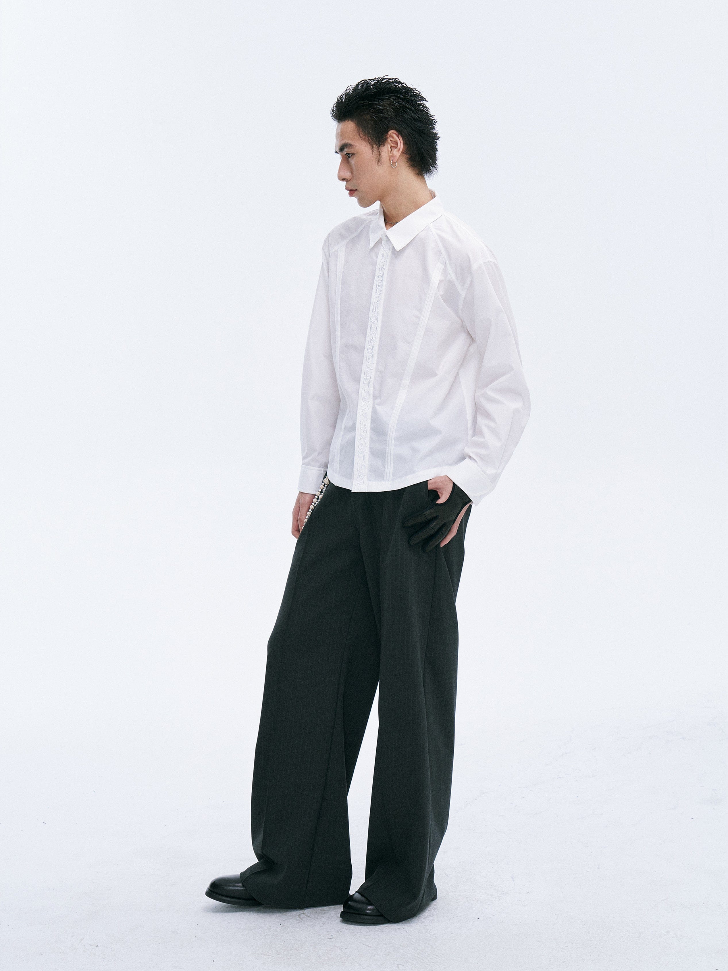 CATSSTAC Classic Pinstripe Wide-Leg Pants, premium urban and streetwear designers apparel on PROJECTISR.com, CATSSTAC