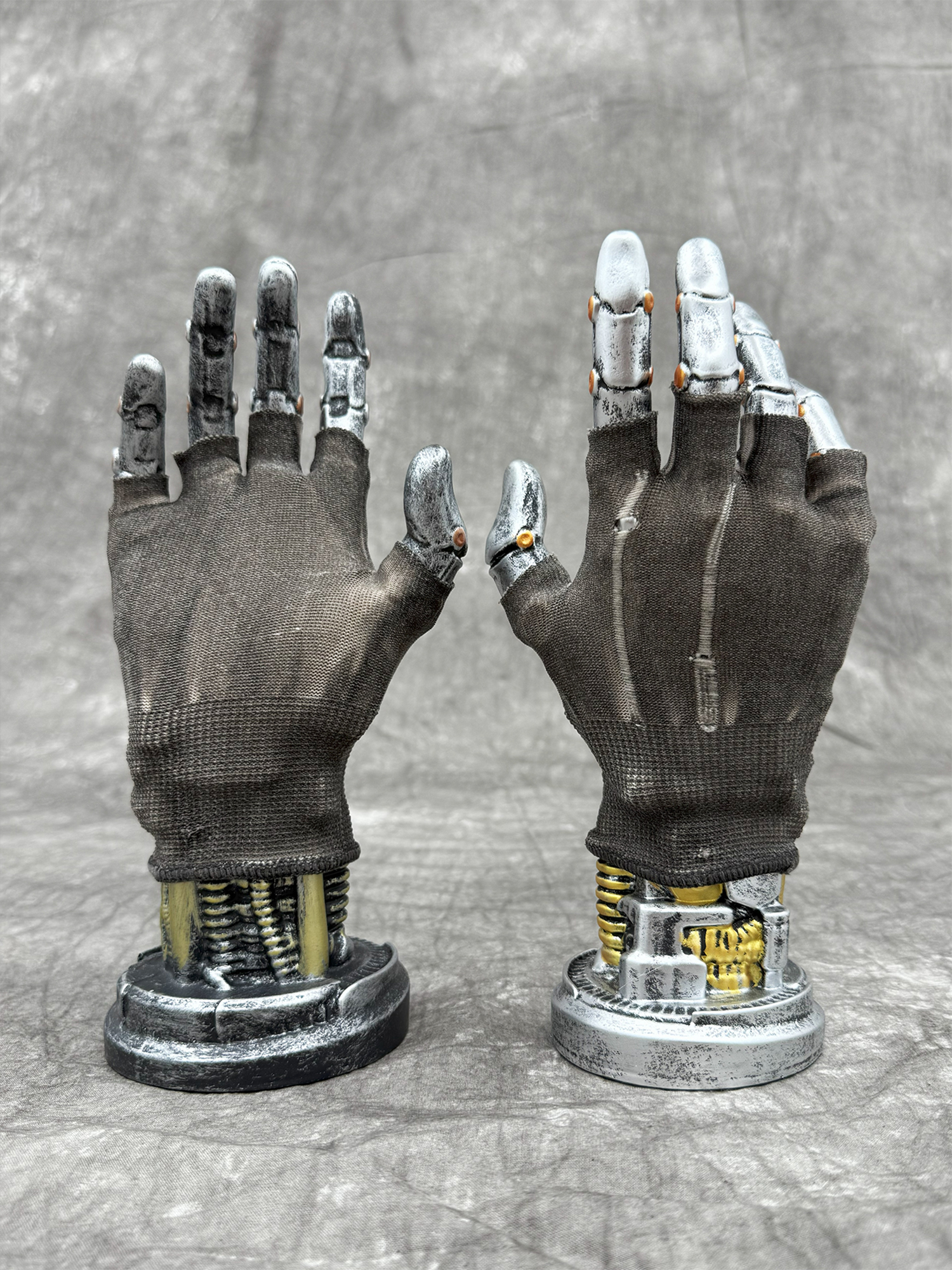 STEAM Distressed Paint-Coated Faux Leather Fingerless Riding Gloves