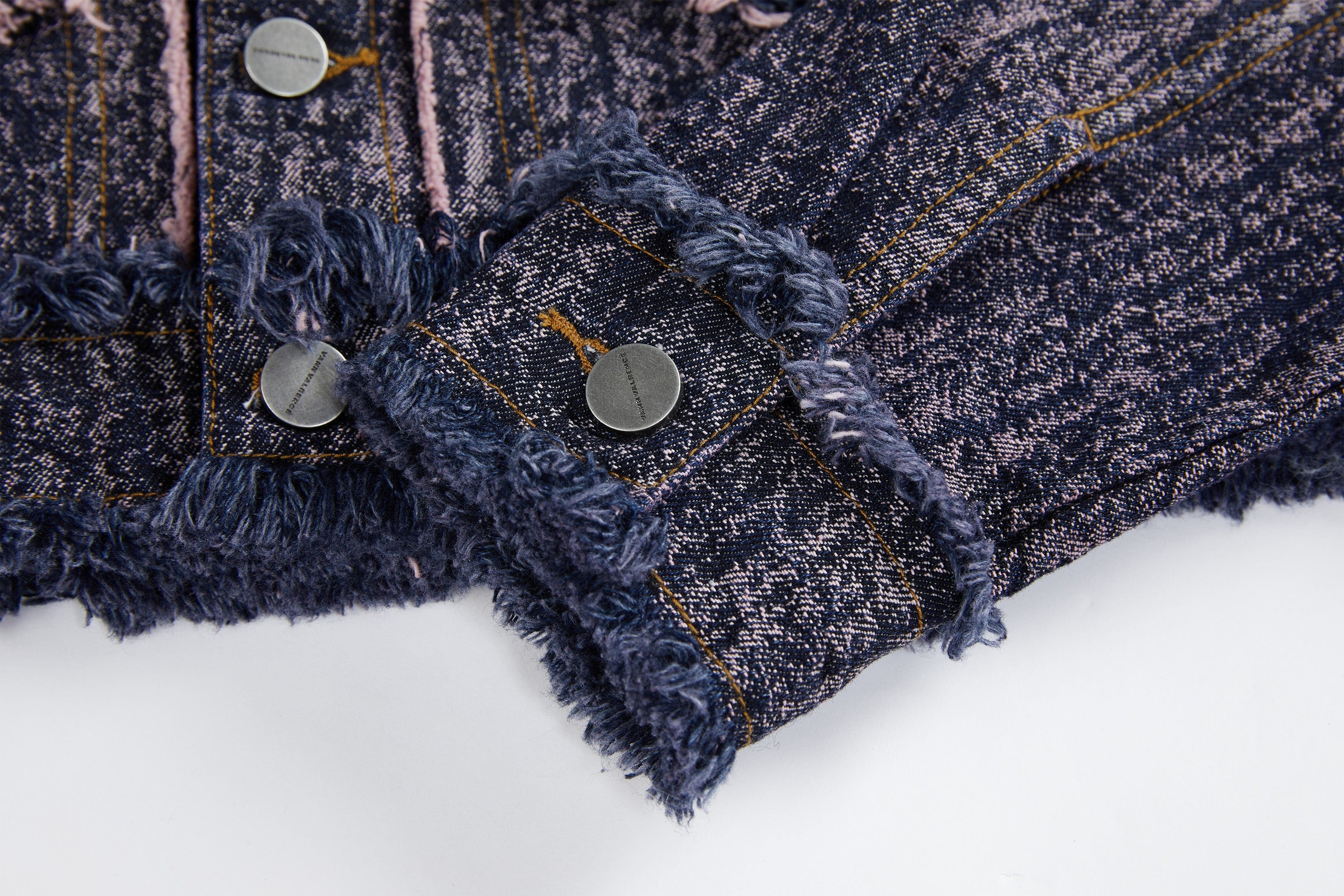 VANN VALRENCE Distressed Frayed Cropped Denim Jacket