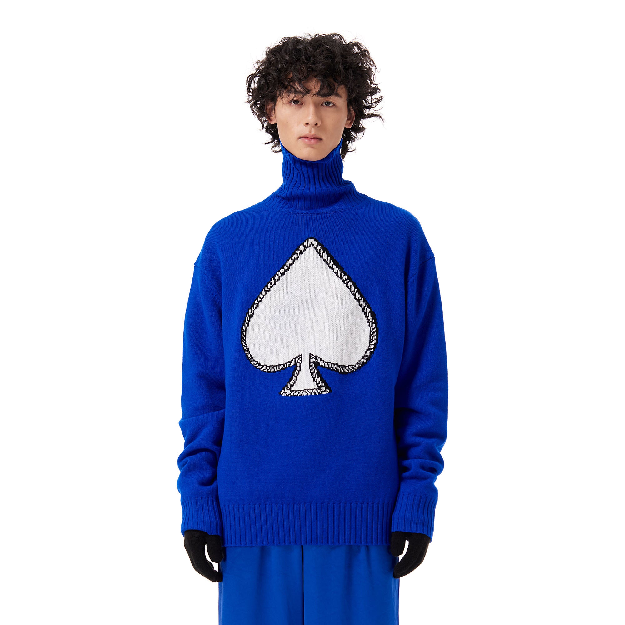 OUYANG WENJUN Contrast Spade Jacquard Turtleneck Sweater