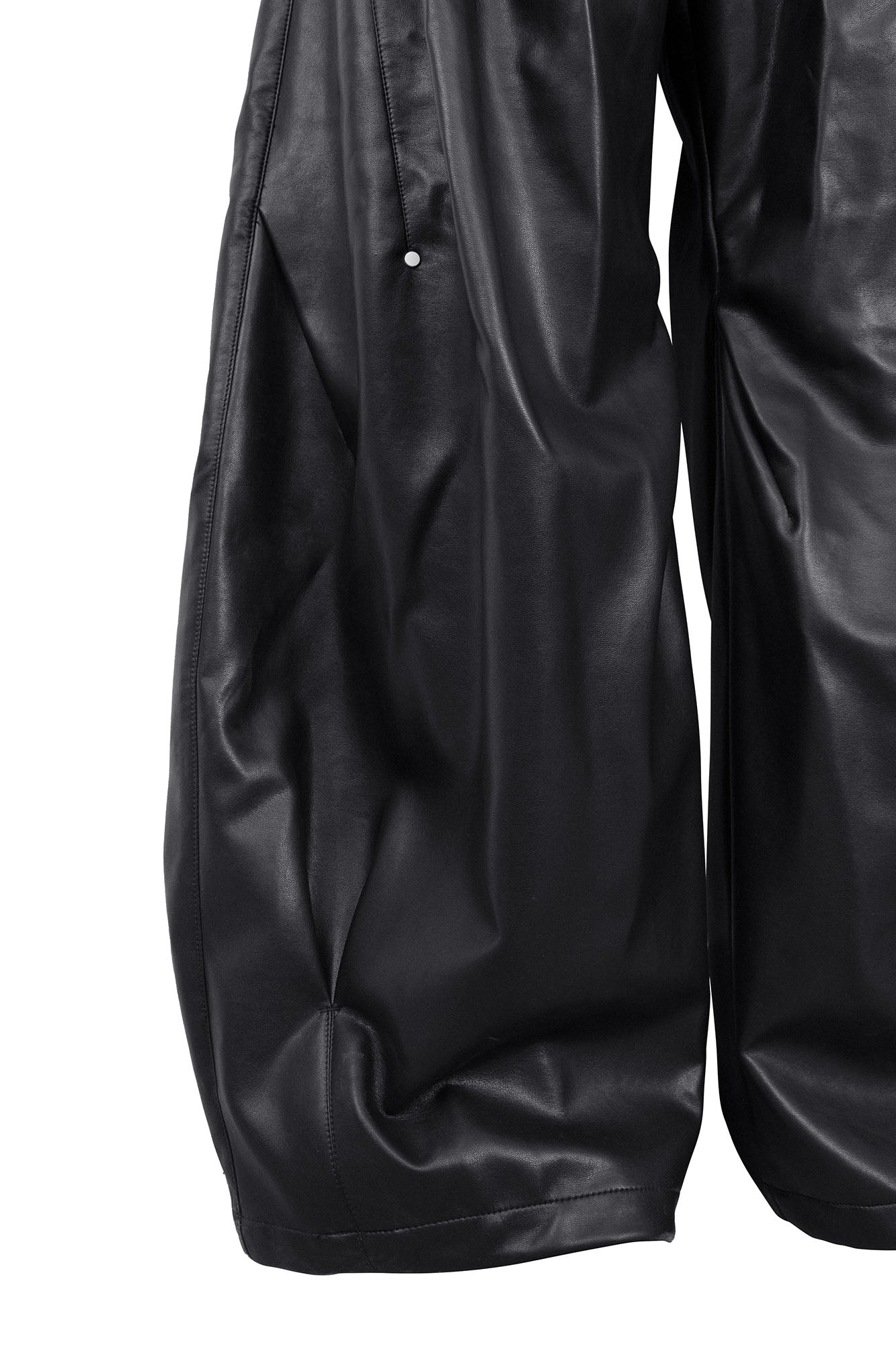 RELABEL Pleated Rivet Oversized PU Pants, premium urban and streetwear designers apparel on PROJECTISR.com, RELABEL