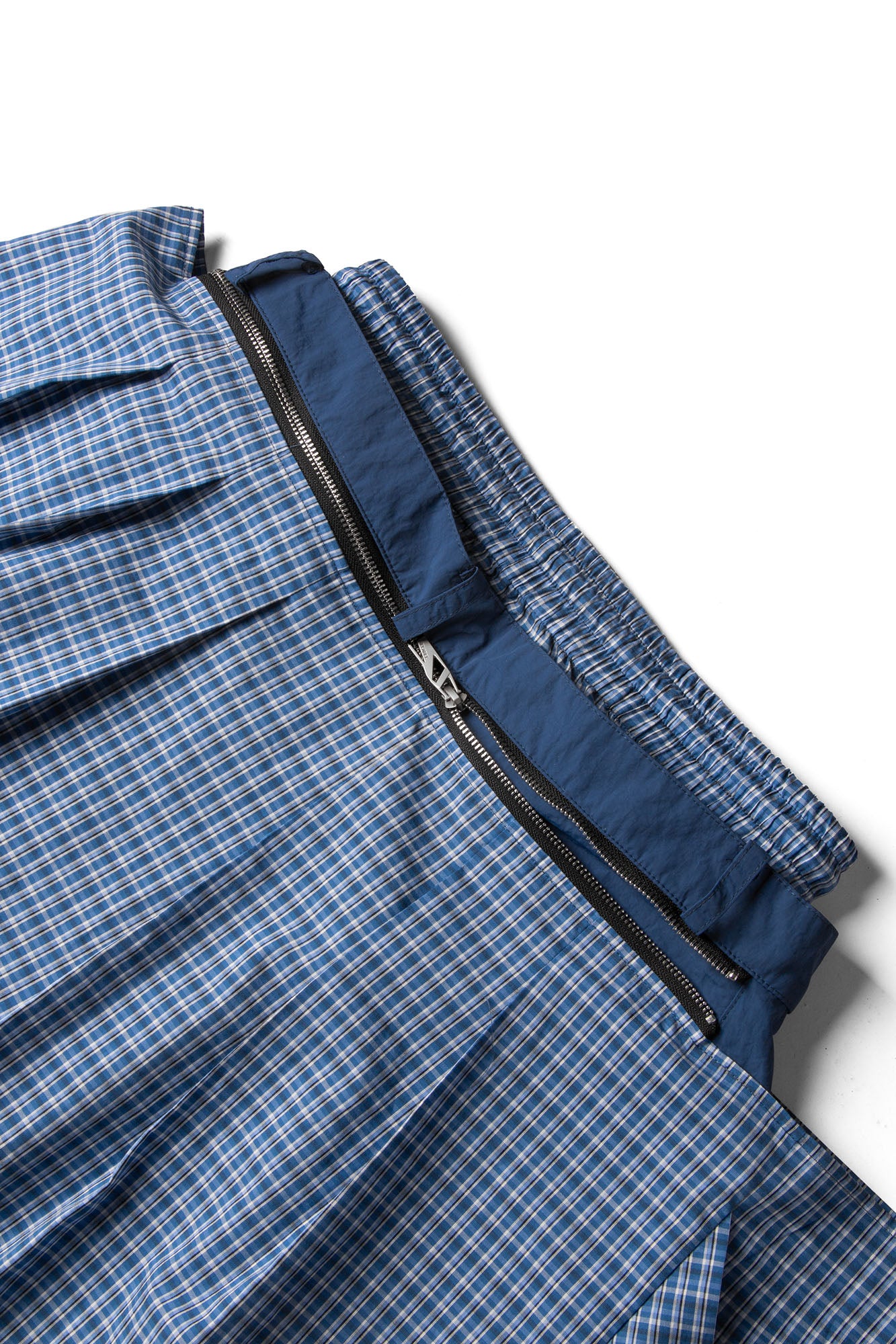 RELABEL Drawstring Layered Double-Waistband Parachute Pants Blue, premium urban and streetwear designers apparel on PROJECTISR.com, RELABEL