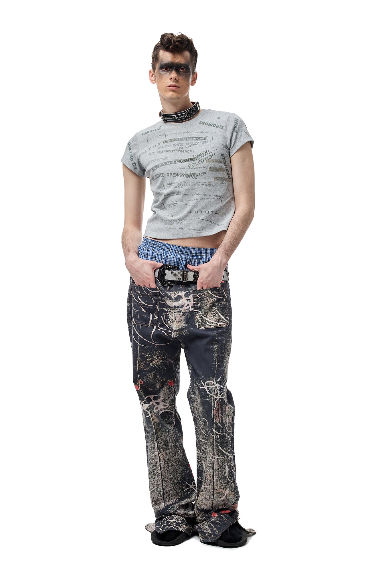 CYCYCY Full-Print Script Flared Jeans