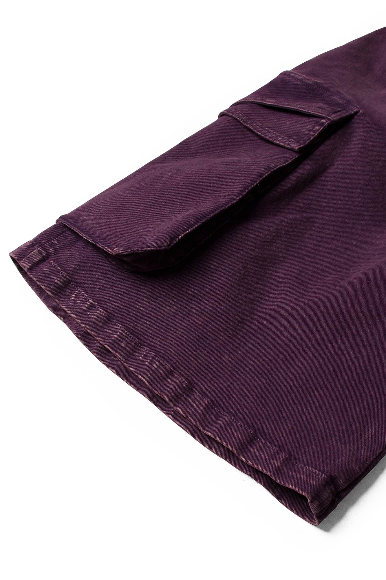 RELABEL Detachable Scarf Washed Multi-Pocket Wide-Leg Shorts Purple, premium urban and streetwear designers apparel on PROJECTISR.com, RELABEL