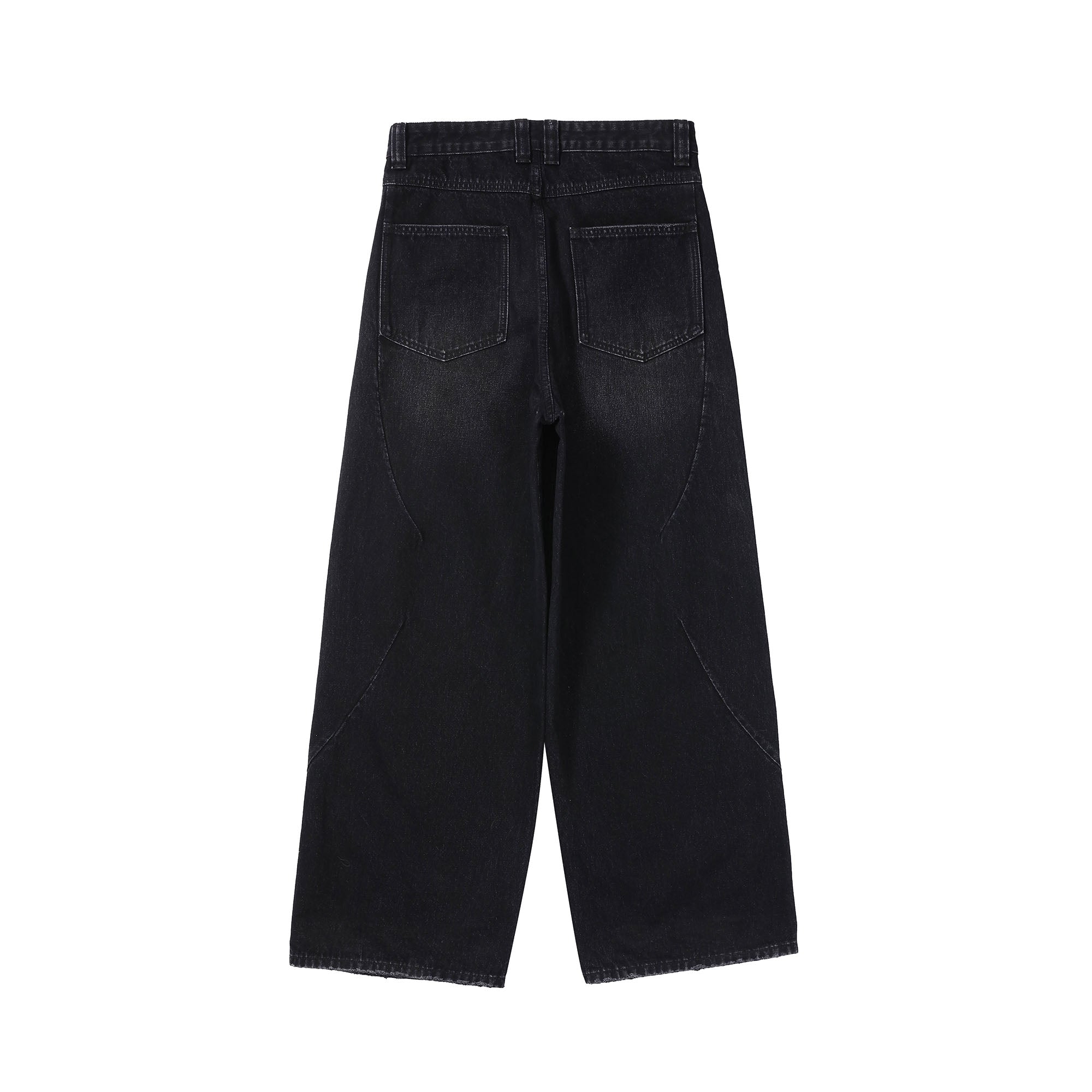 MAKEMORE Washed Pintuck Wide-Leg Jeans