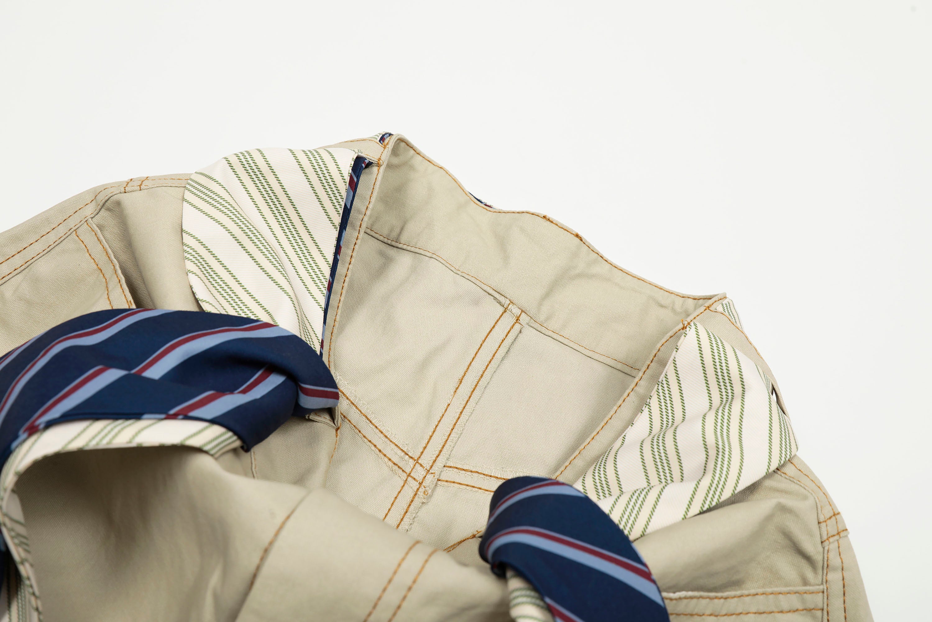 CLP Tie-Belt Multi-Pockets Stitched Pants