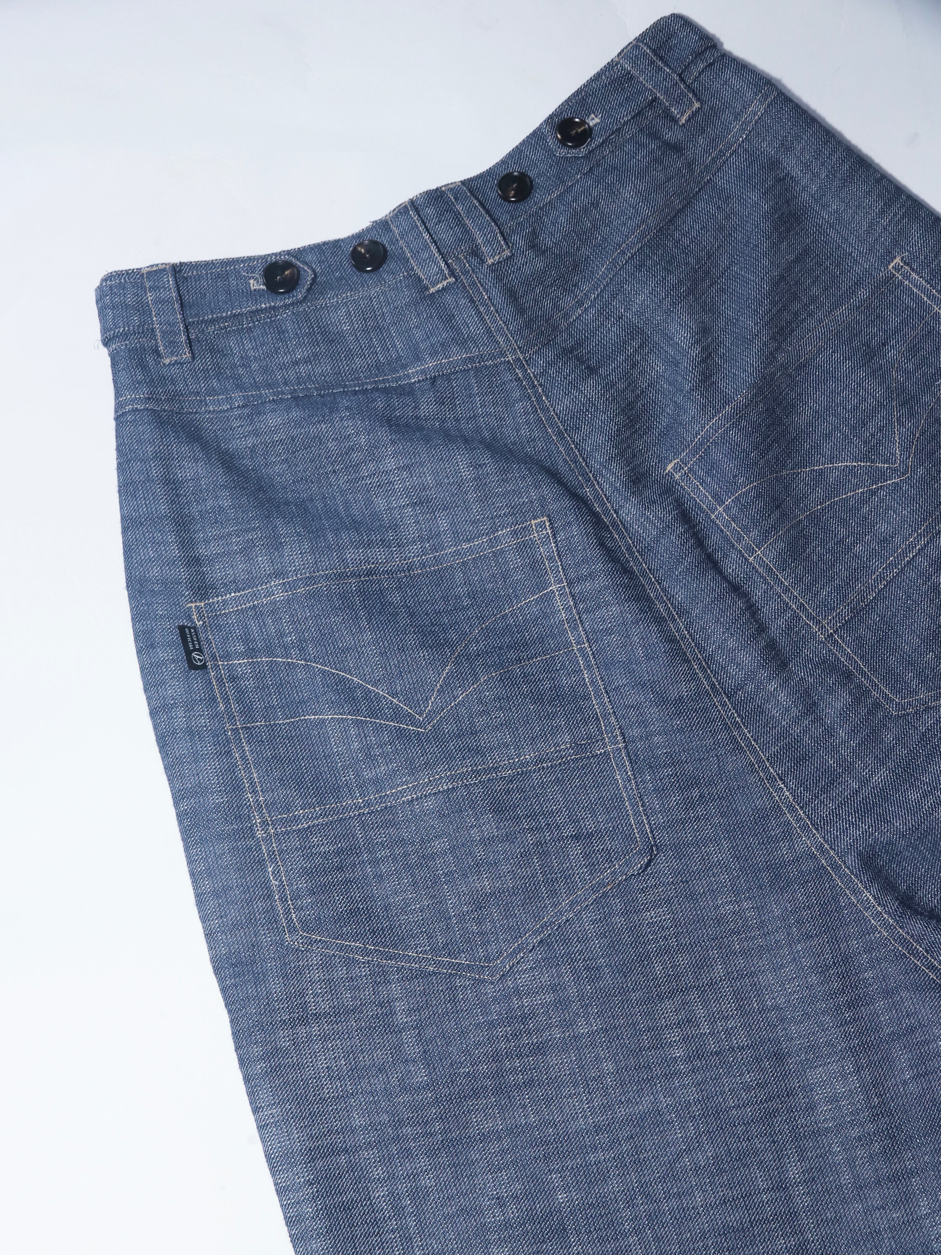 ASSEEN Dropped-Crotch Wide-Leg Linen-Blend Jeans