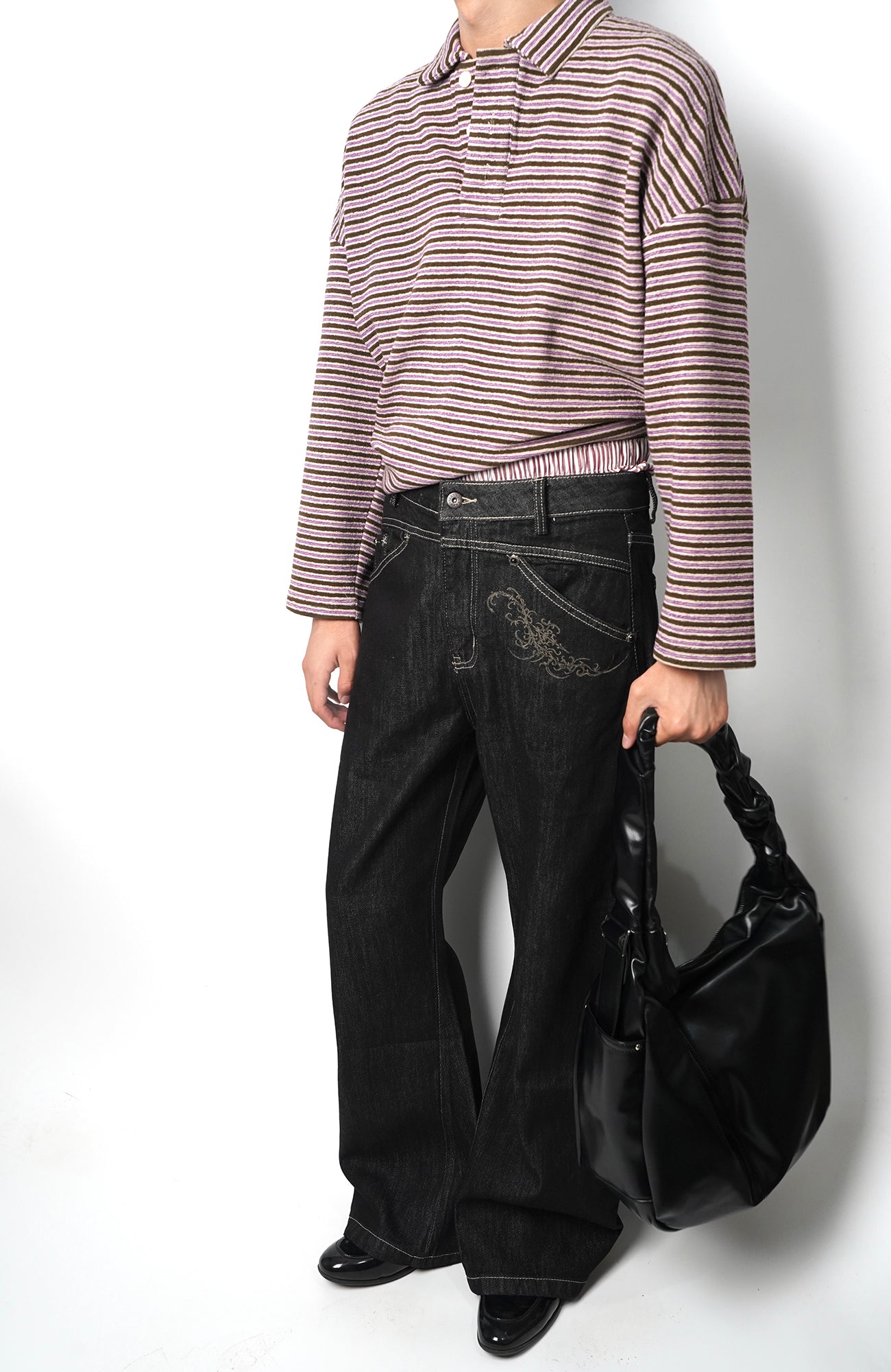 ELETEIZE Laser-Burned Curved Jeans