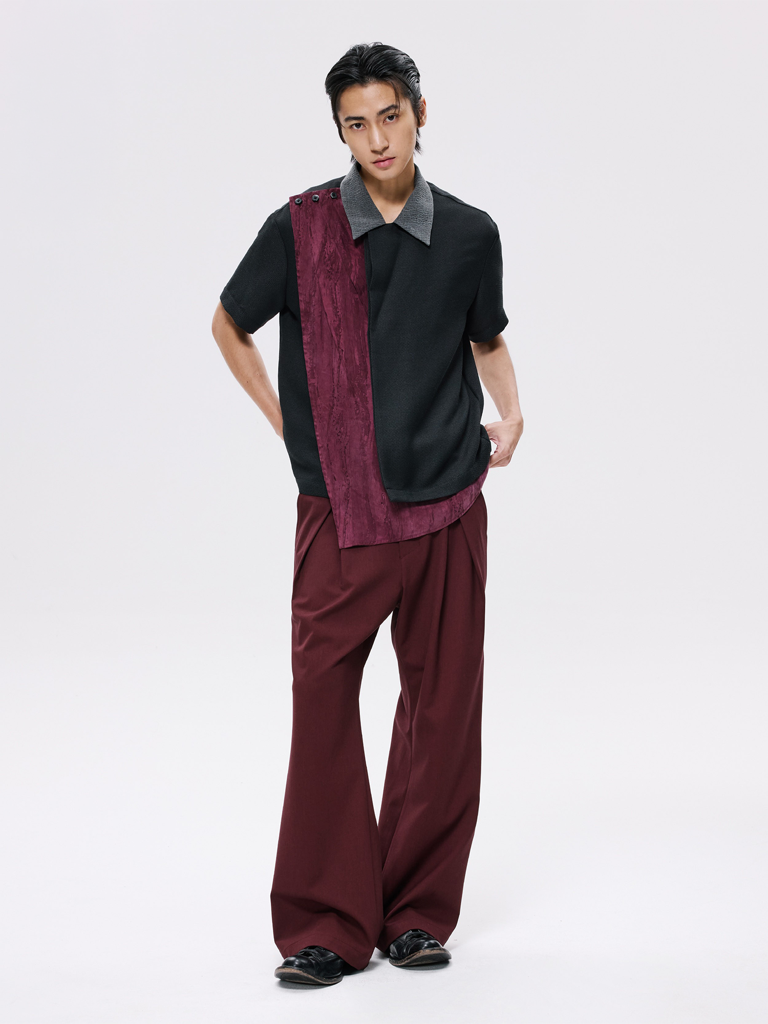 ALVNG AR ANTS Horn Buckle Belted Pleated Trousers