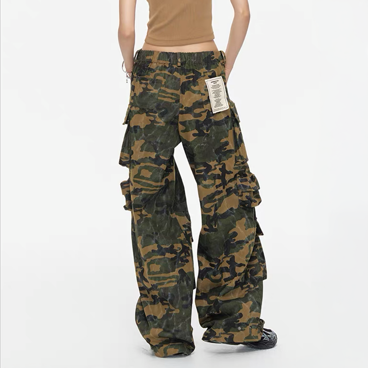 ARDENCODE Camo Multi-Pocket Wide-Leg Cargo Pants, premium urban and streetwear designers apparel on PROJECTISR.com, ARDENCODE