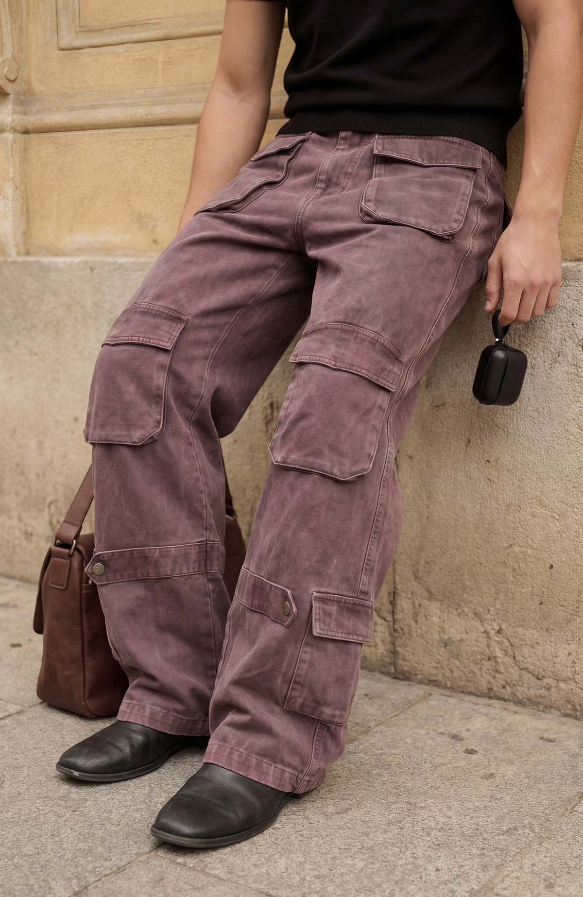 ELETEIZE Retro Washed Multi-Pocket Baggy Cargo Pants