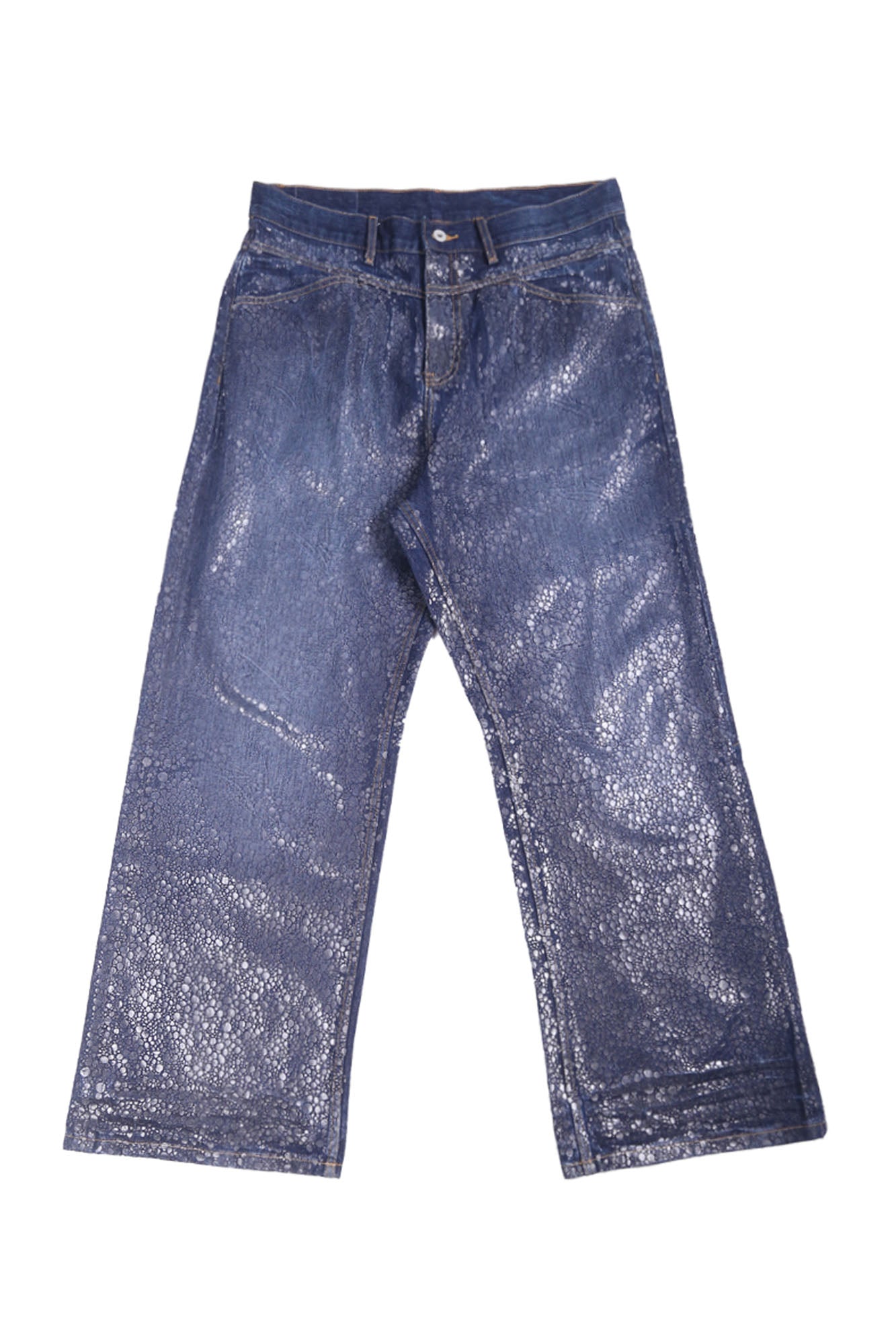 TRECLUB Iridescent Scale Wide-Leg Jeans