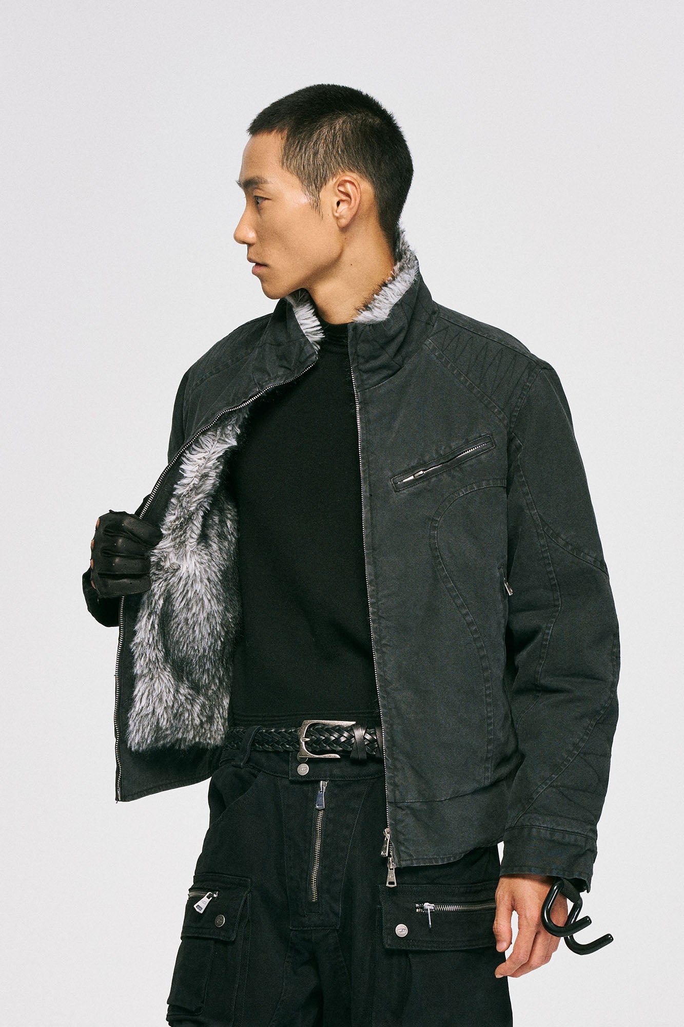 CATSSTAC Faux Fur Lining Washed Jacket