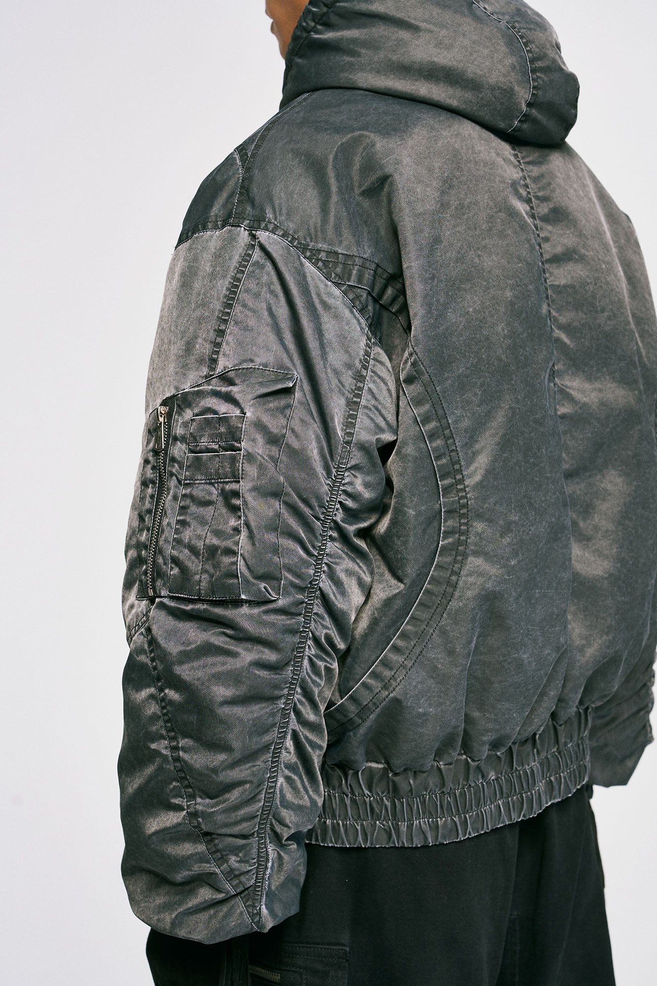 CATSSTAC Washed Nylon Bomber Puffer Jacket