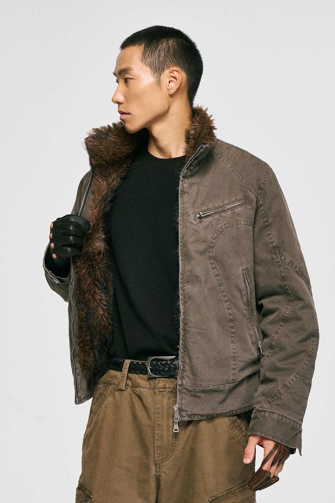 CATSSTAC Faux Fur Lining Washed Jacket
