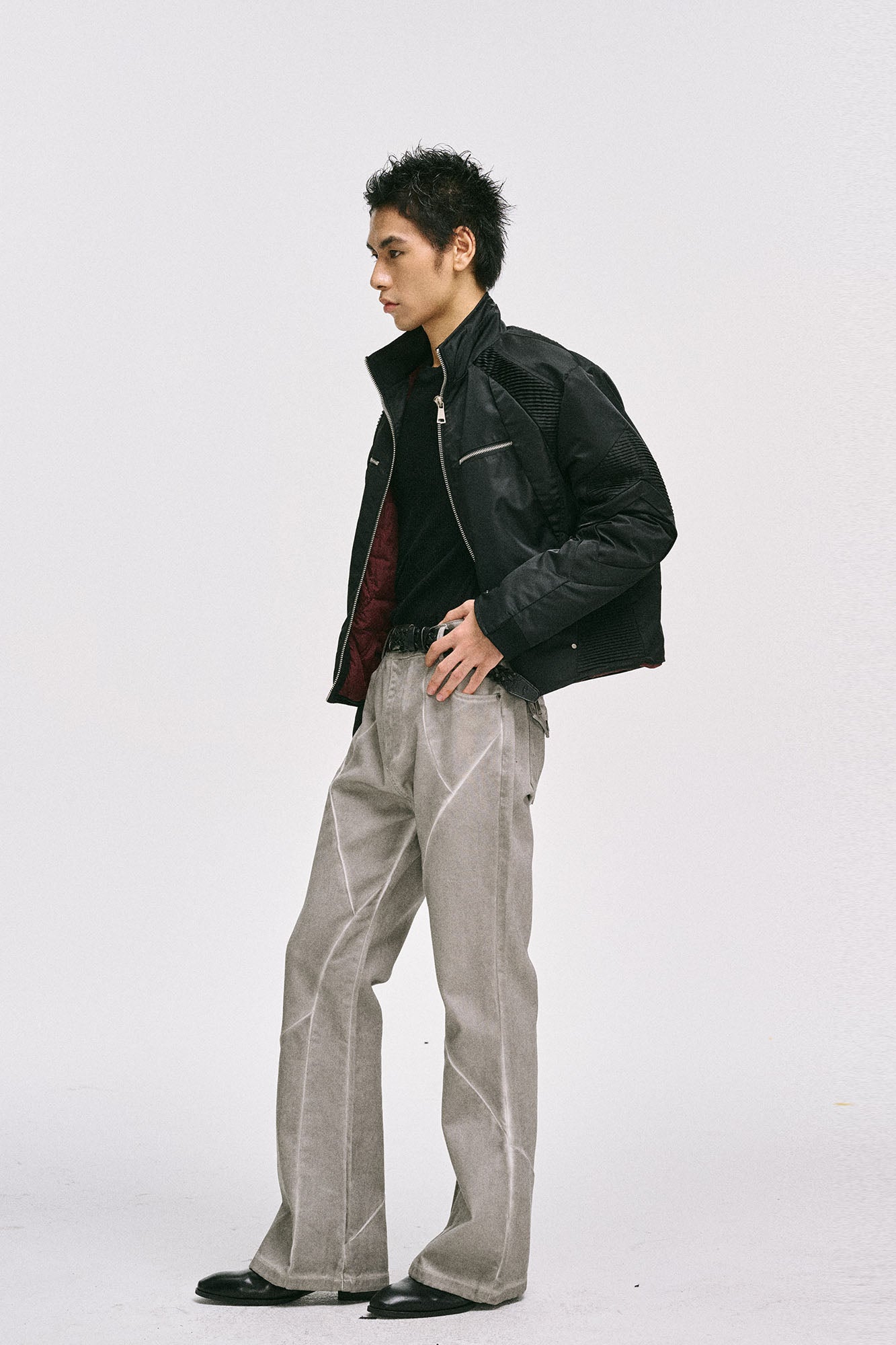 CATSSTAC Crosscut Washed Denim Pants, premium urban and streetwear designers apparel on PROJECTISR.com, CATSSTAC