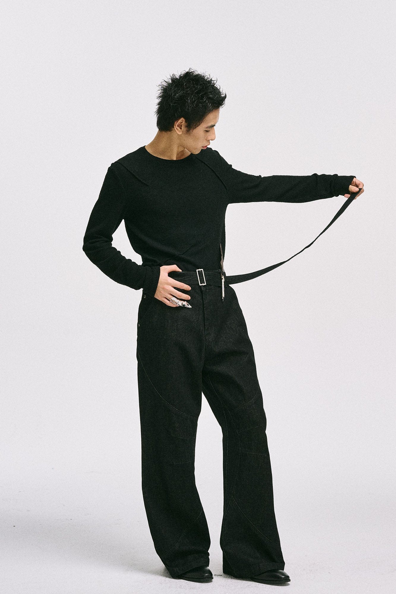 CATSSTAC Essential Panel Belt Wide-Leg Jeans, premium urban and streetwear designers apparel on PROJECTISR.com, CATSSTAC