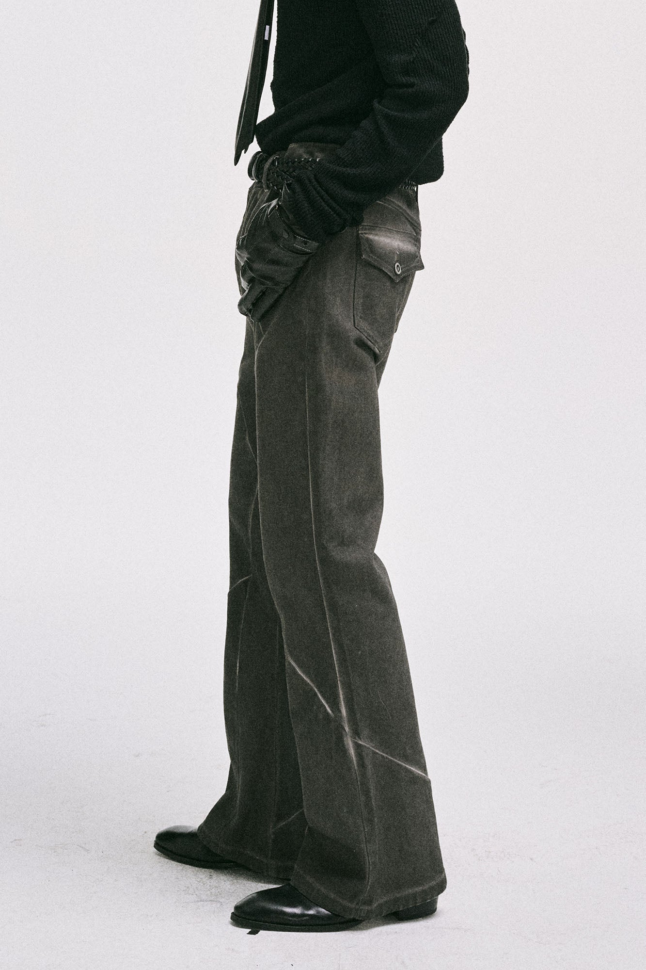 CATSSTAC Crosscut Washed Denim Pants, premium urban and streetwear designers apparel on PROJECTISR.com, CATSSTAC
