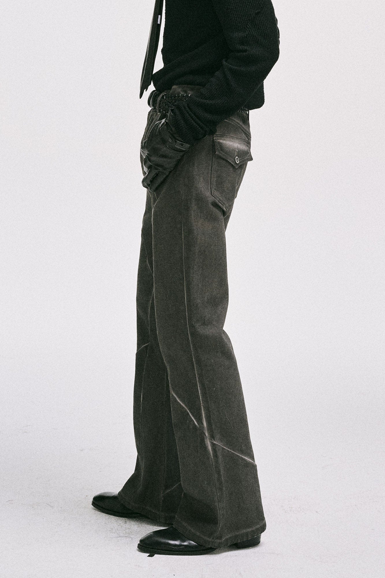 CATSSTAC Crosscut Washed Denim Pants, premium urban and streetwear designers apparel on PROJECTISR.com, CATSSTAC
