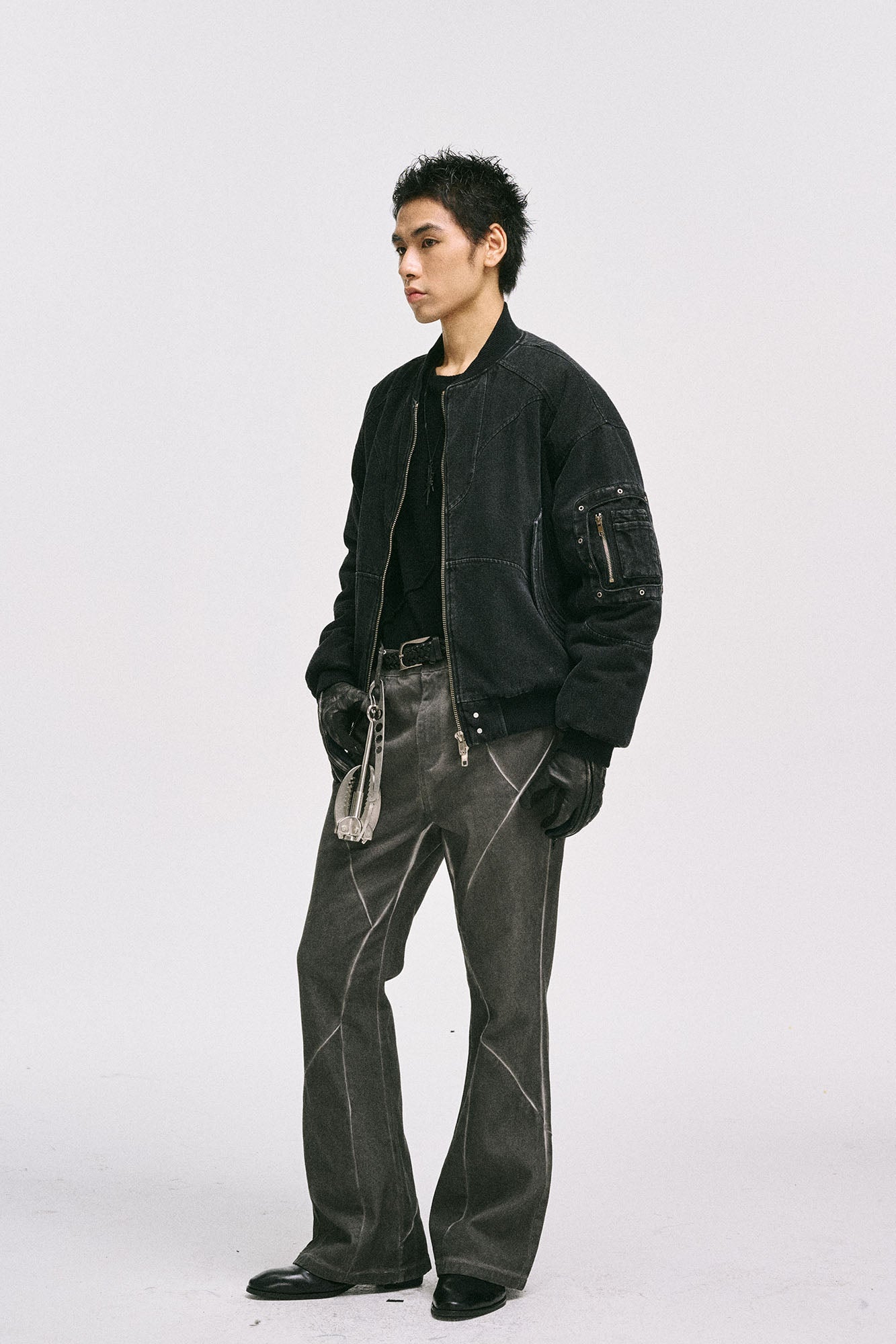 CATSSTAC Crosscut Washed Denim Pants, premium urban and streetwear designers apparel on PROJECTISR.com, CATSSTAC