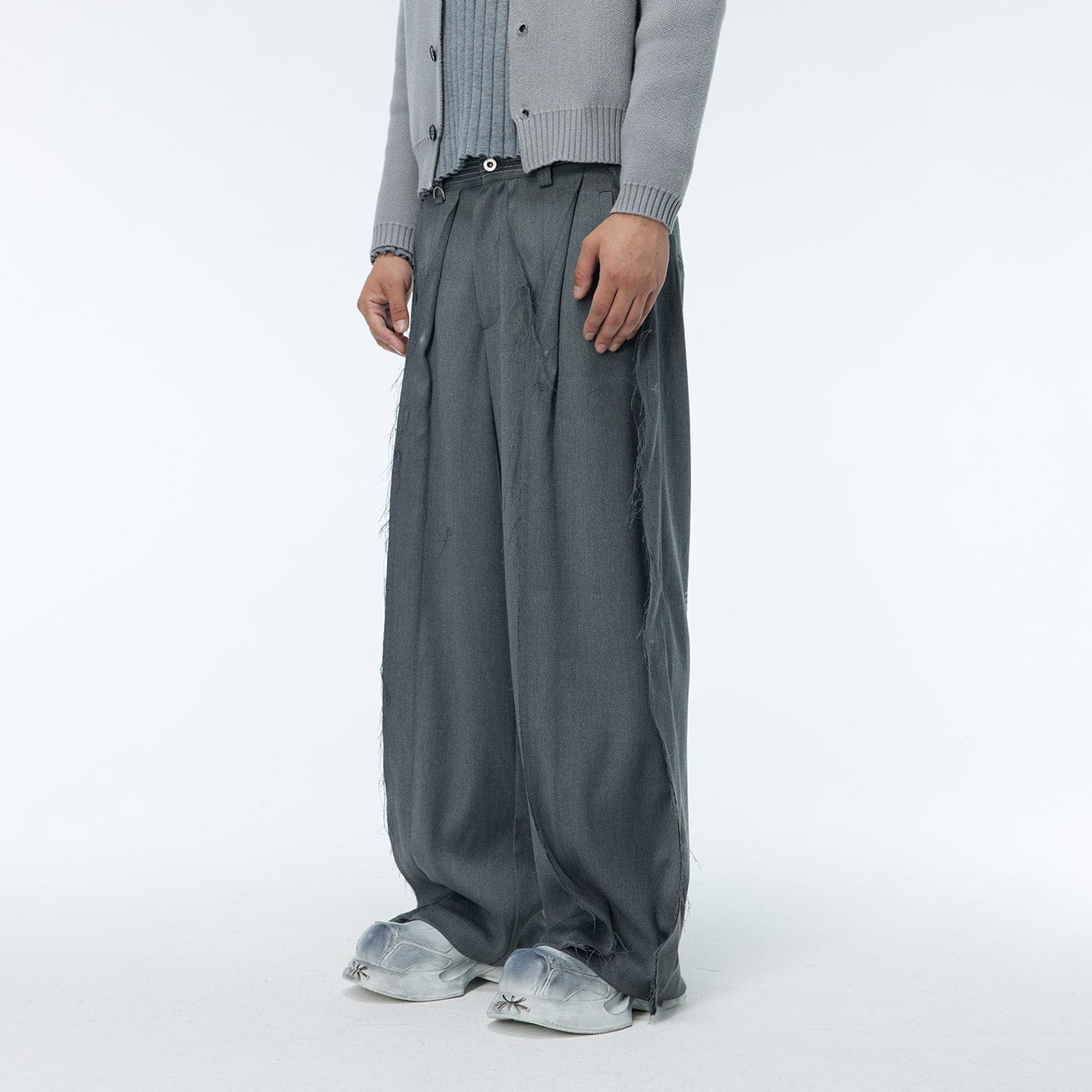 WHISTLEHUNTER Spliced Raw Edge Trousers, premium urban and streetwear designers apparel on PROJECTISR.com, WHISTLEHUNTER