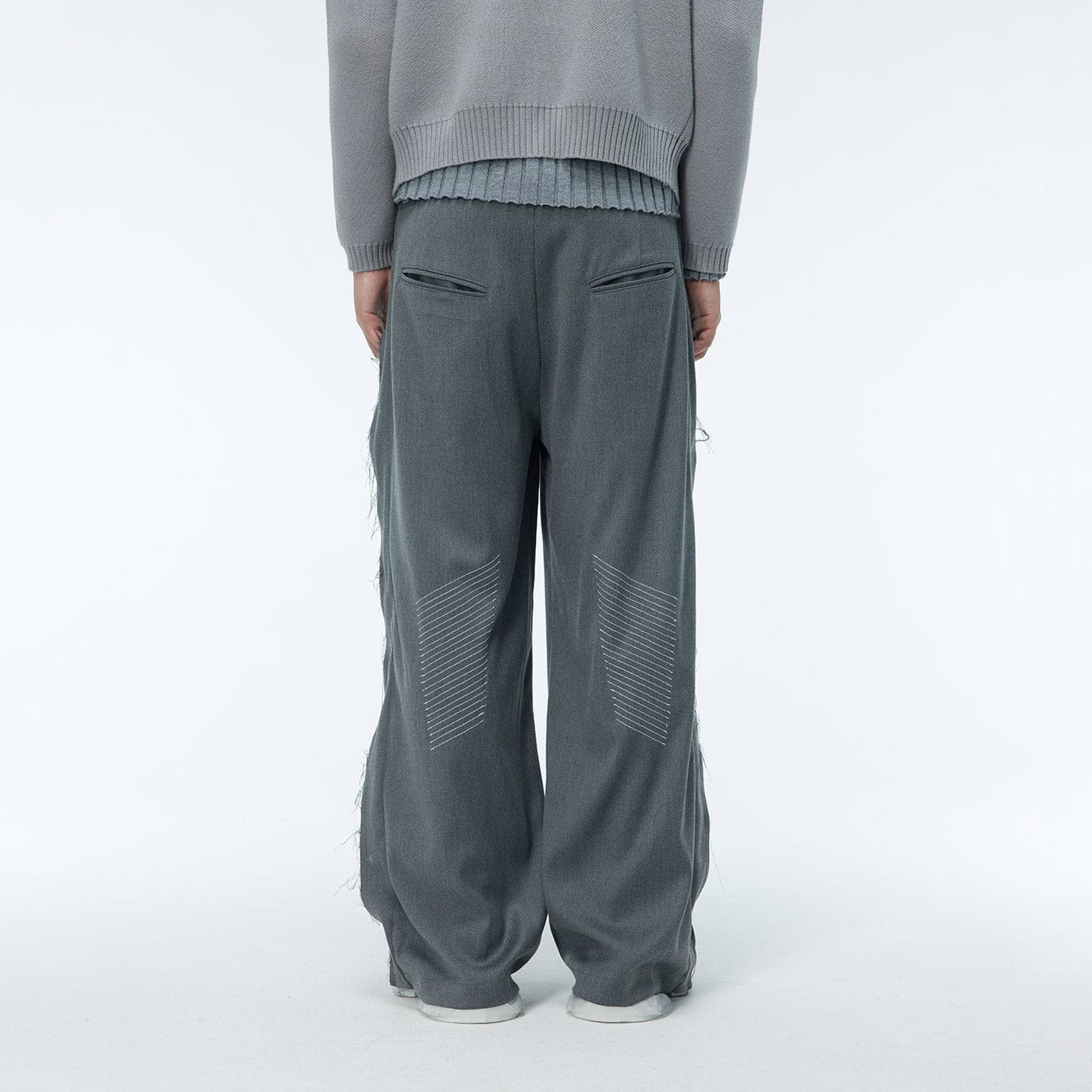 WHISTLEHUNTER Spliced Raw Edge Trousers, premium urban and streetwear designers apparel on PROJECTISR.com, WHISTLEHUNTER