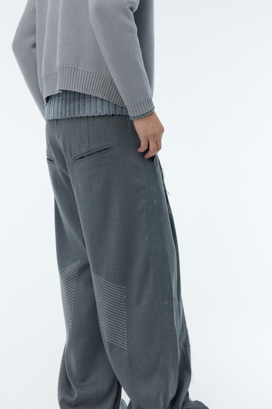 WHISTLEHUNTER Spliced Raw Edge Trousers, premium urban and streetwear designers apparel on PROJECTISR.com, WHISTLEHUNTER