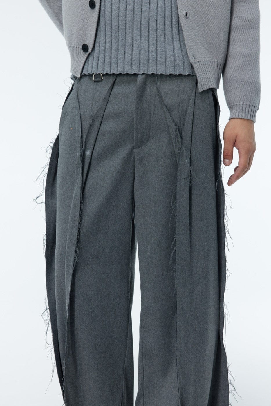 WHISTLEHUNTER Spliced Raw Edge Trousers, premium urban and streetwear designers apparel on PROJECTISR.com, WHISTLEHUNTER