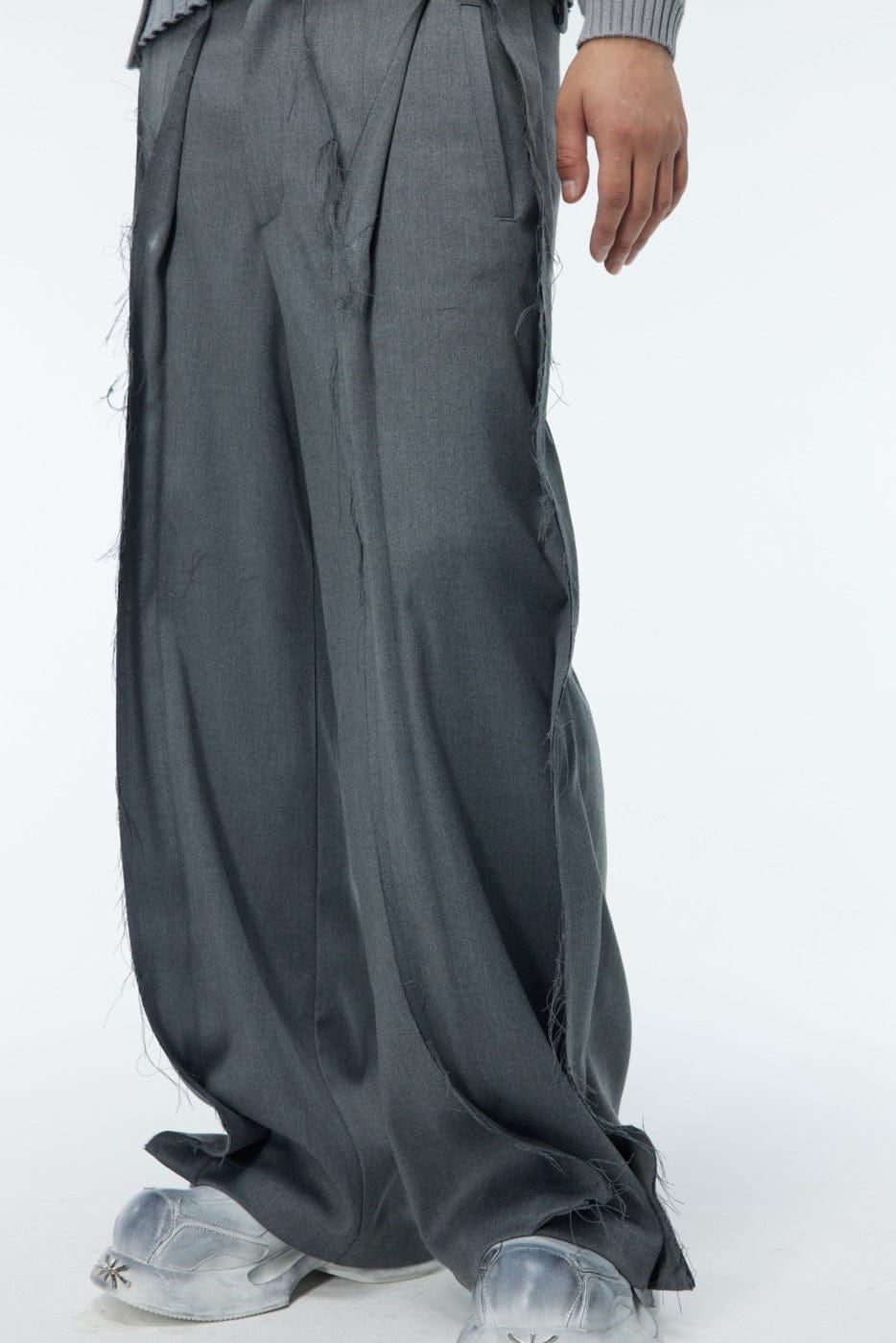 WHISTLEHUNTER Spliced Raw Edge Trousers, premium urban and streetwear designers apparel on PROJECTISR.com, WHISTLEHUNTER