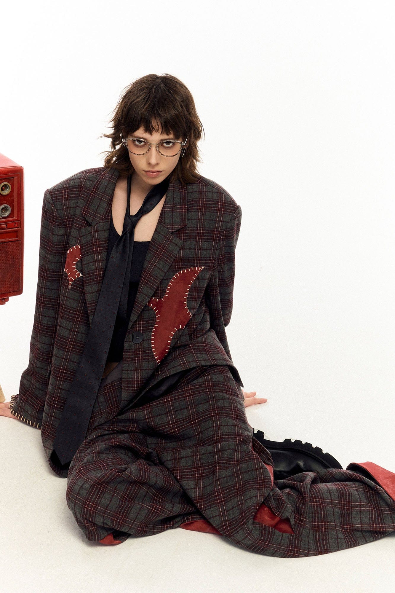 OIPWORD Retro Birds Patchwork Plaid Blazer, premium urban and streetwear designers apparel on PROJECTISR.com, OIPWORD