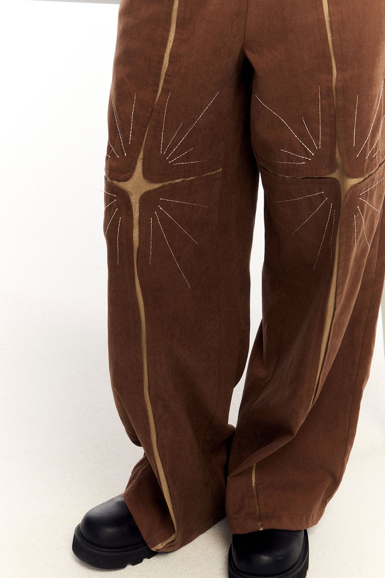 OIPWORD Middle Radiant Star Panel Wide-Leg Pants, premium urban and streetwear designers apparel on PROJECTISR.com, OIPWORD