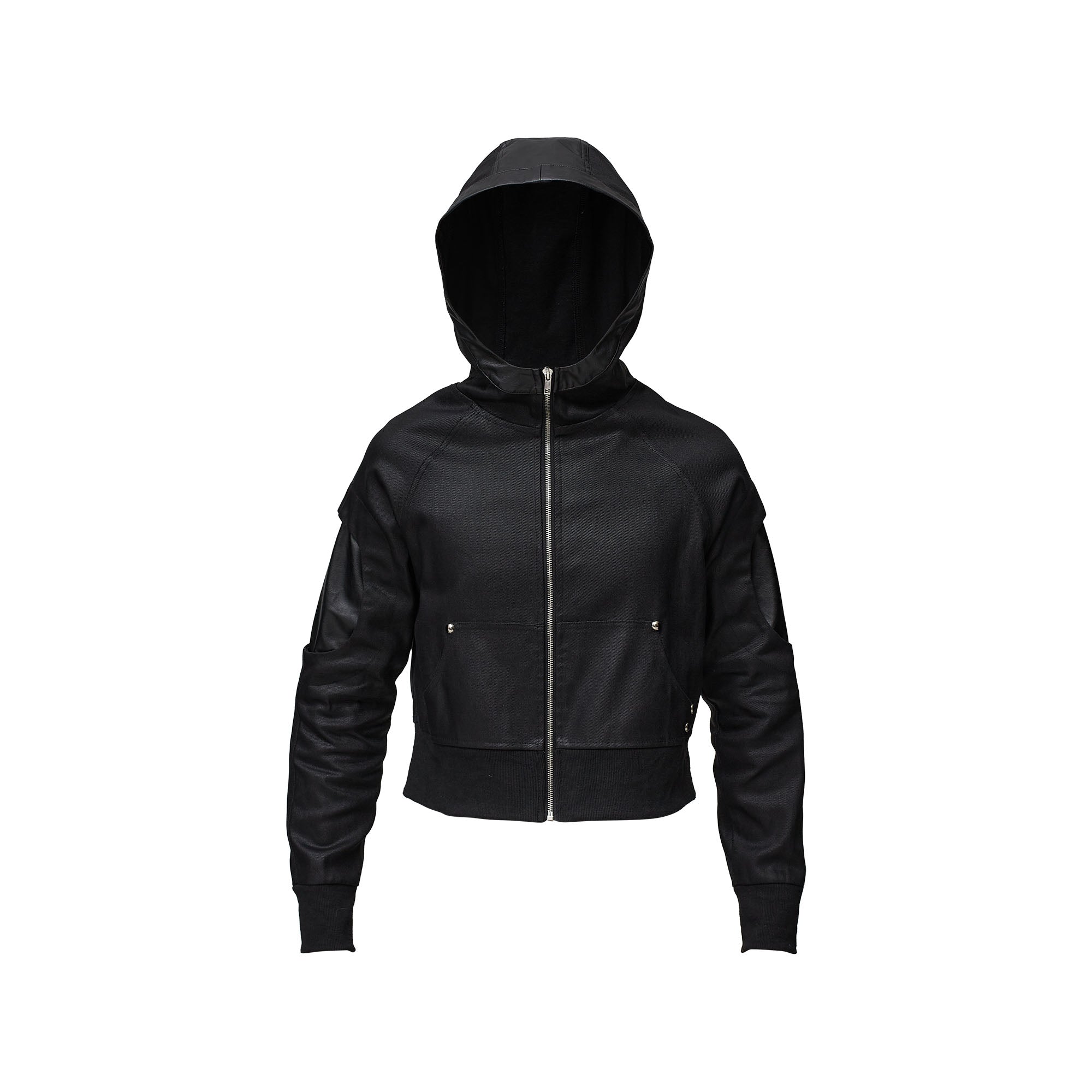 RECOVER ZONE Distressed Rivet PU Cropped Jacket